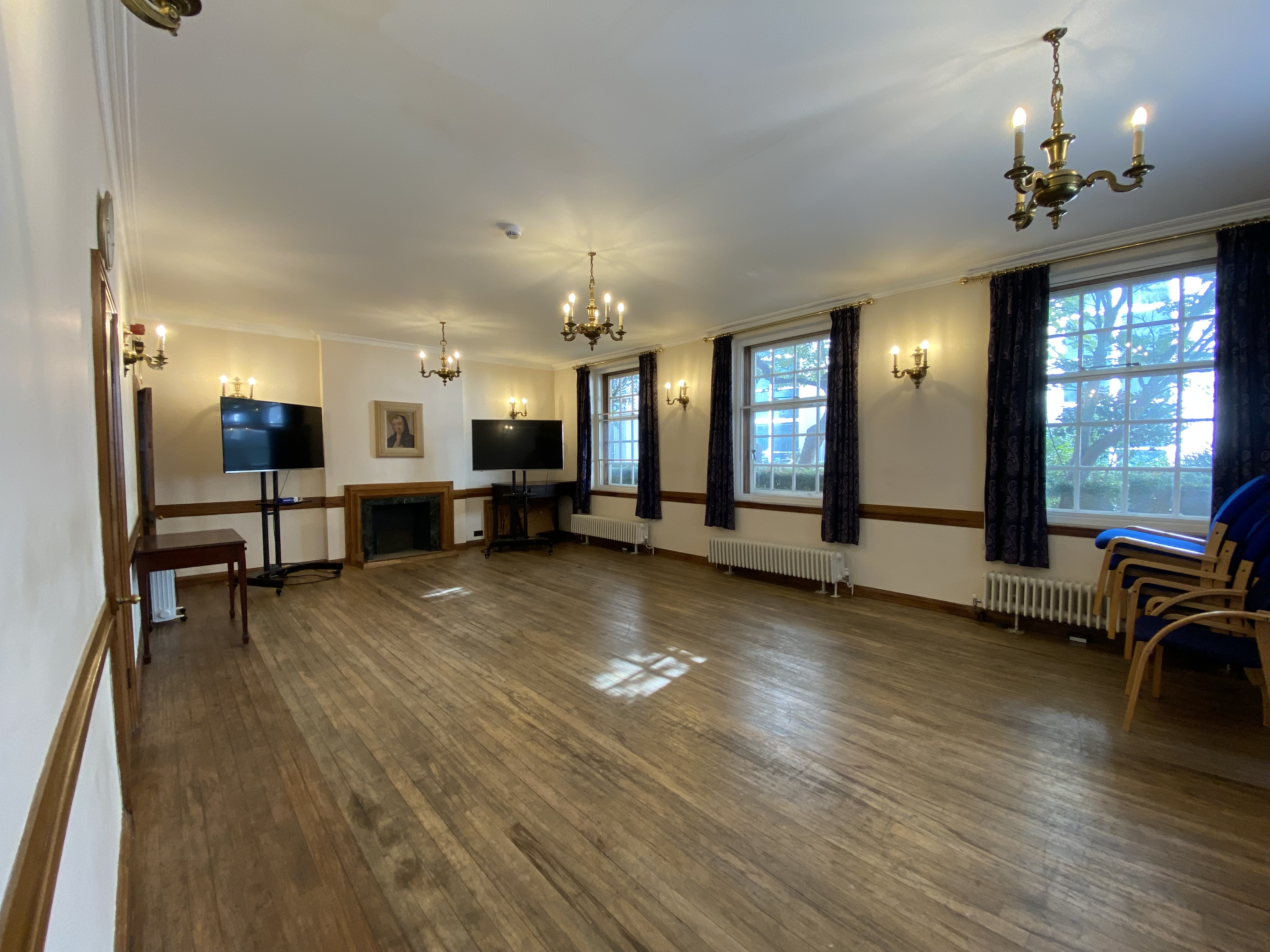 Vestry Hall meeting room with wooden floors, ideal for events and presentations.