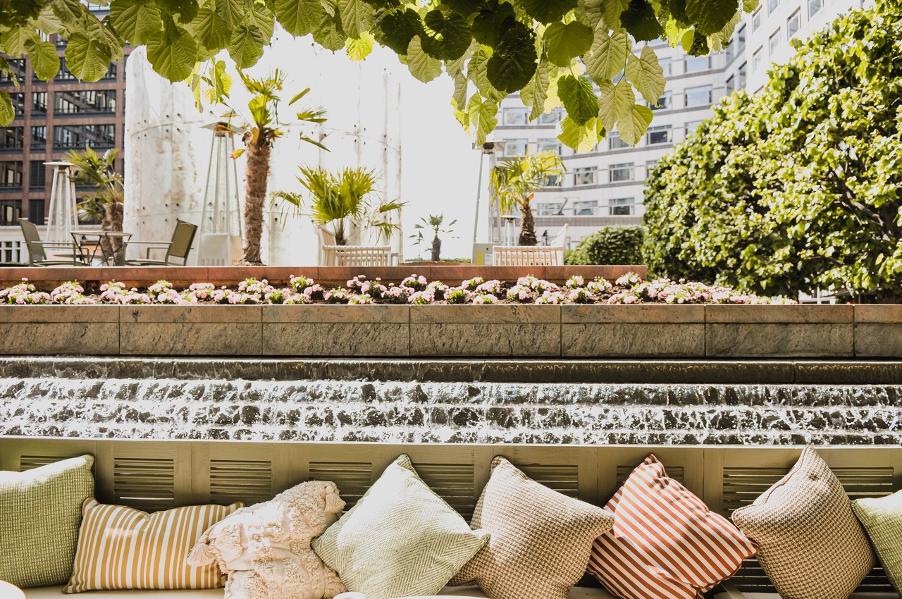 La Terrazza outdoor venue with lush greenery, ideal for networking events and receptions.