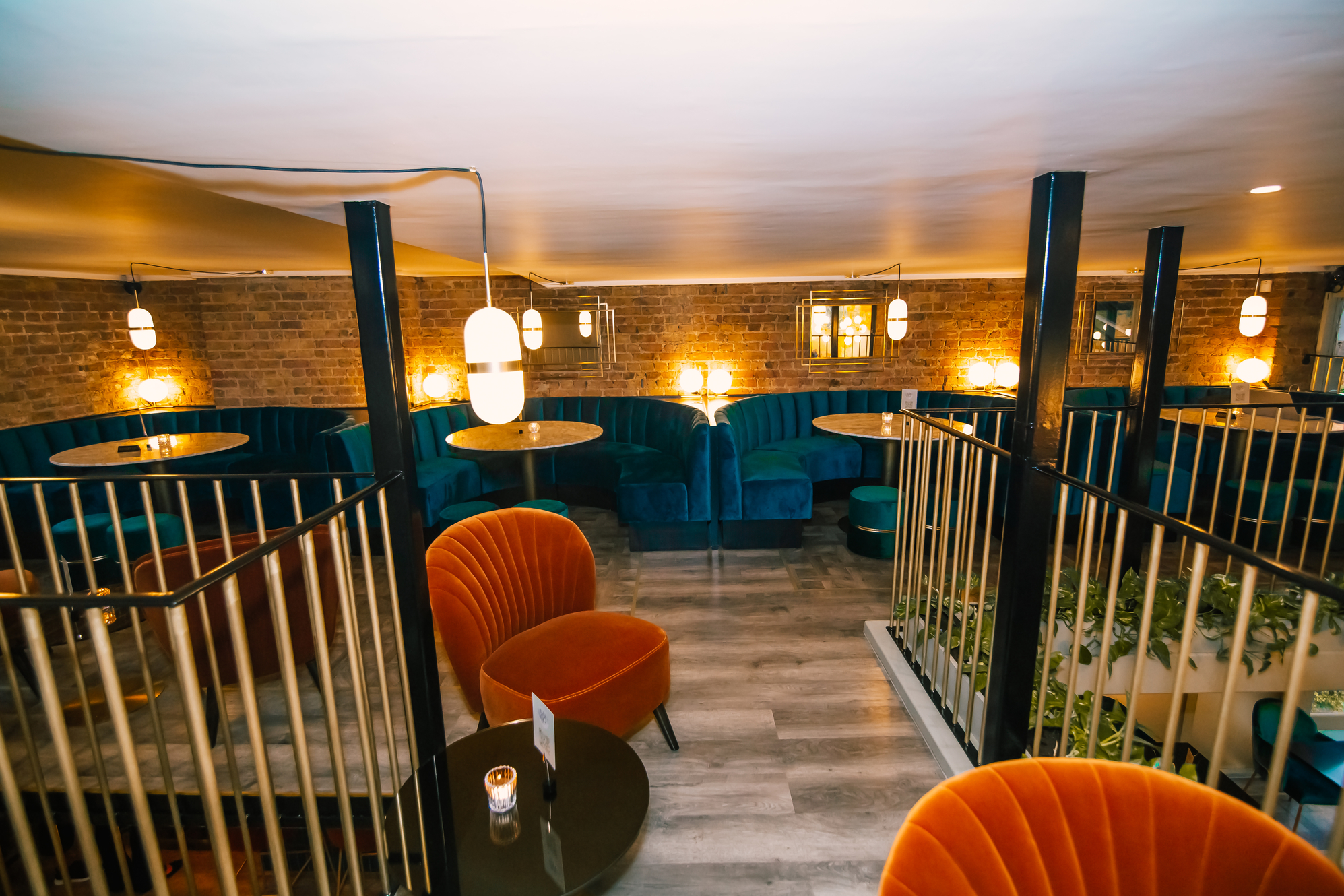 Stylish Luna Gin Bar with plush seating, ideal for cocktail receptions and networking events.