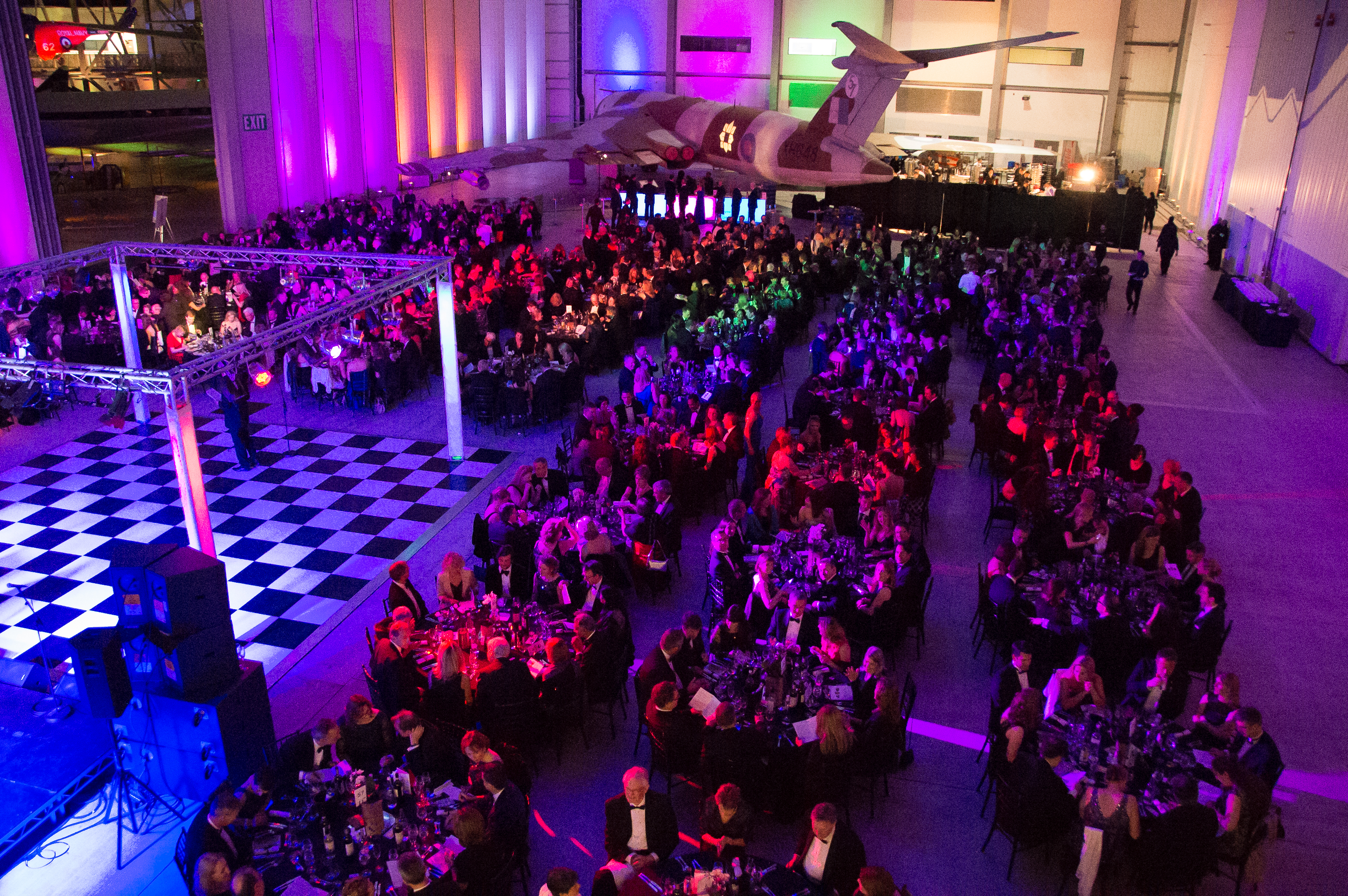 Conservation Hall at IWM Duxford, elegant event space for corporate gatherings and galas.
