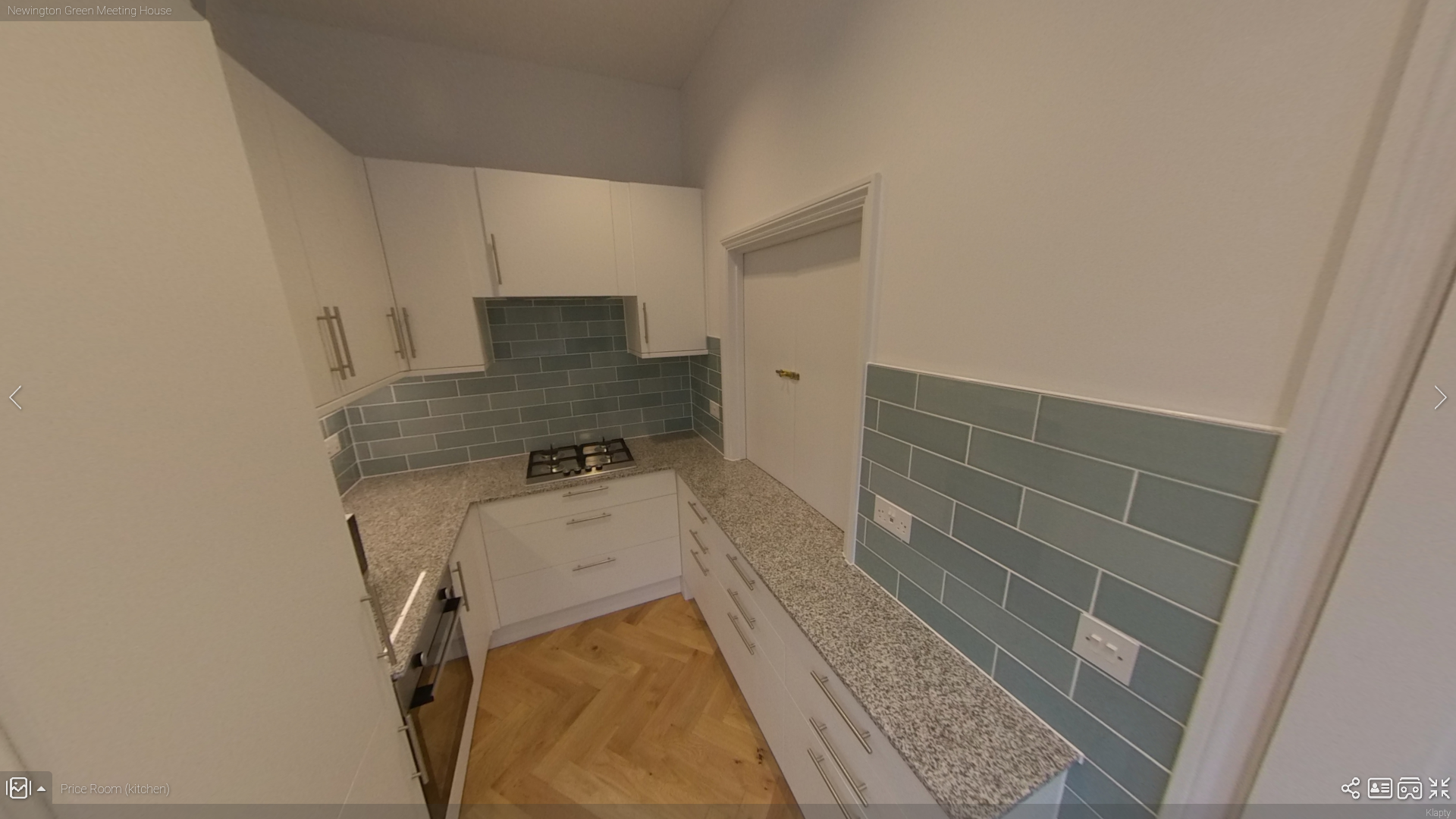 Compact kitchen in Price Room, Newington Green Meeting House for events and catering.