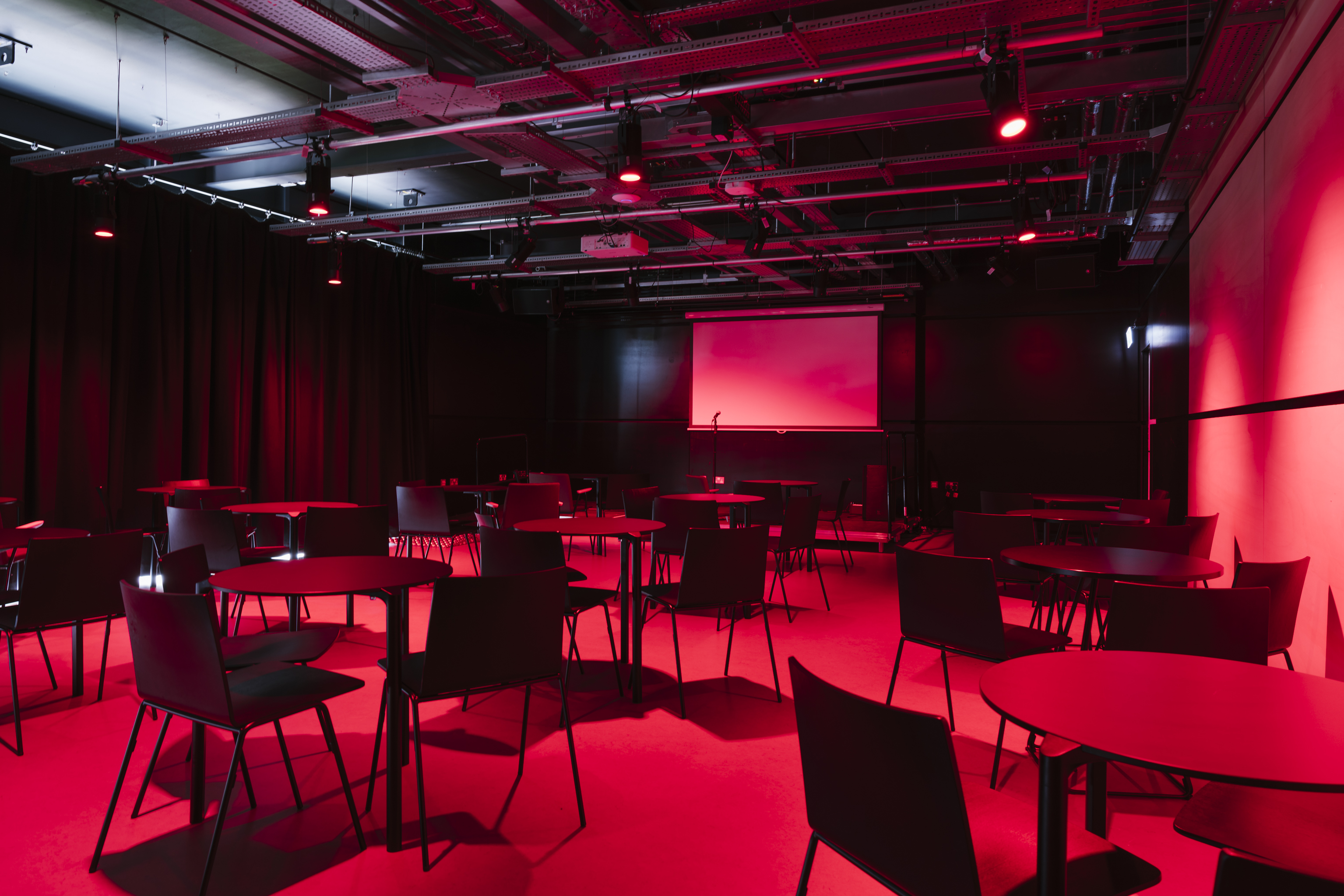 Intimate event space in Contact Theatre with flexible seating for workshops and presentations.