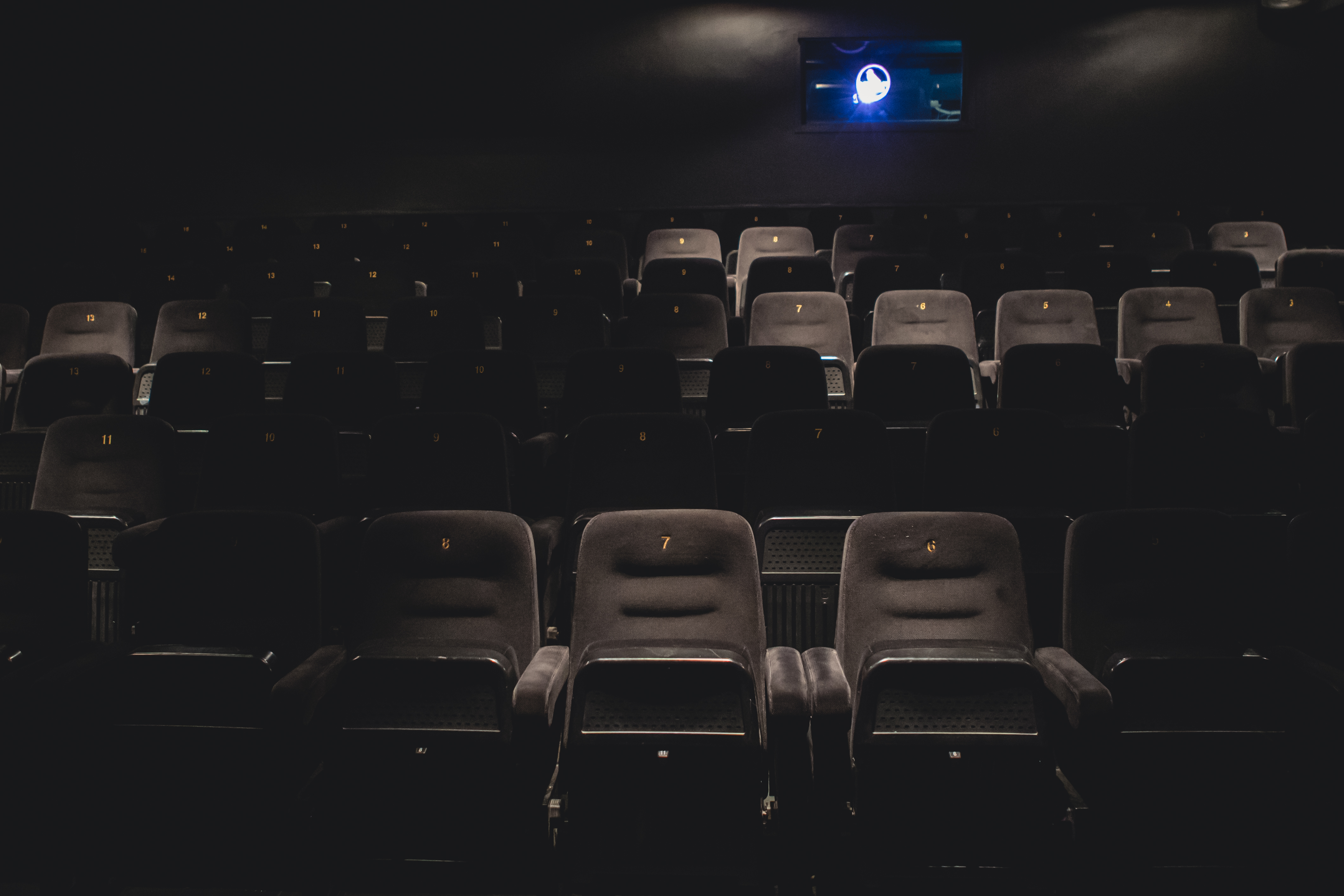 Modern cinema auditorium with plush seating, ideal for film screenings and presentations.
