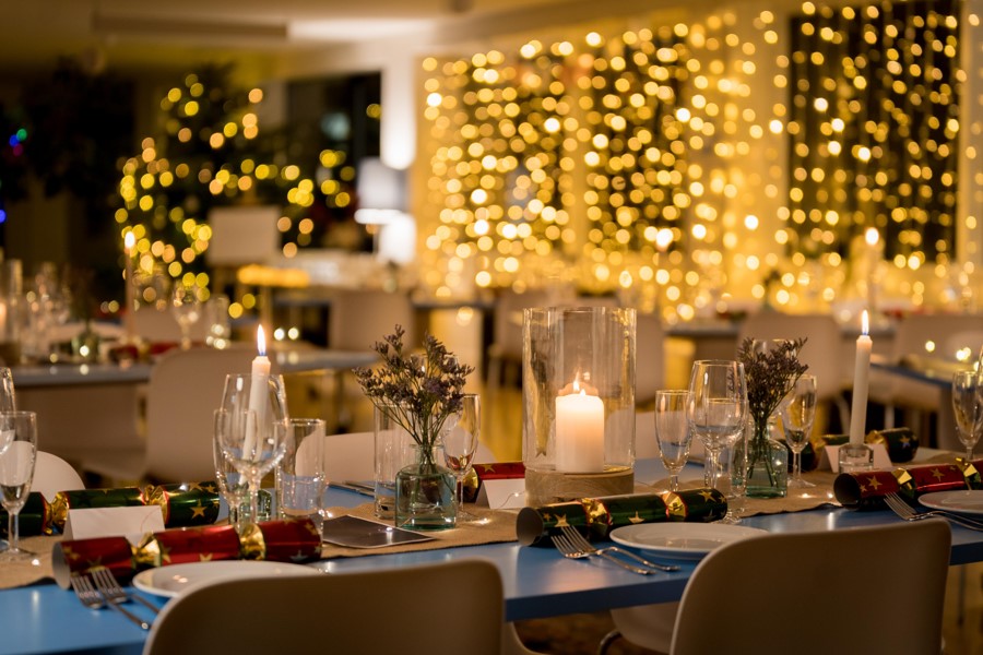 Elegant dining setup at Rooftop Kitchen, perfect for corporate events and celebrations.