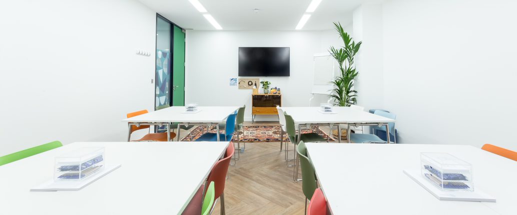 Modern meeting room in Wallacespace Covent Garden, ideal for workshops and brainstorming.
