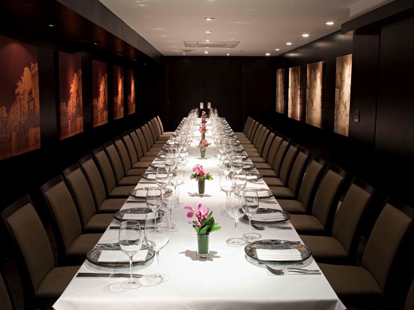 Elegant banquet setup in Dover Private Room, Benares for formal events and networking.