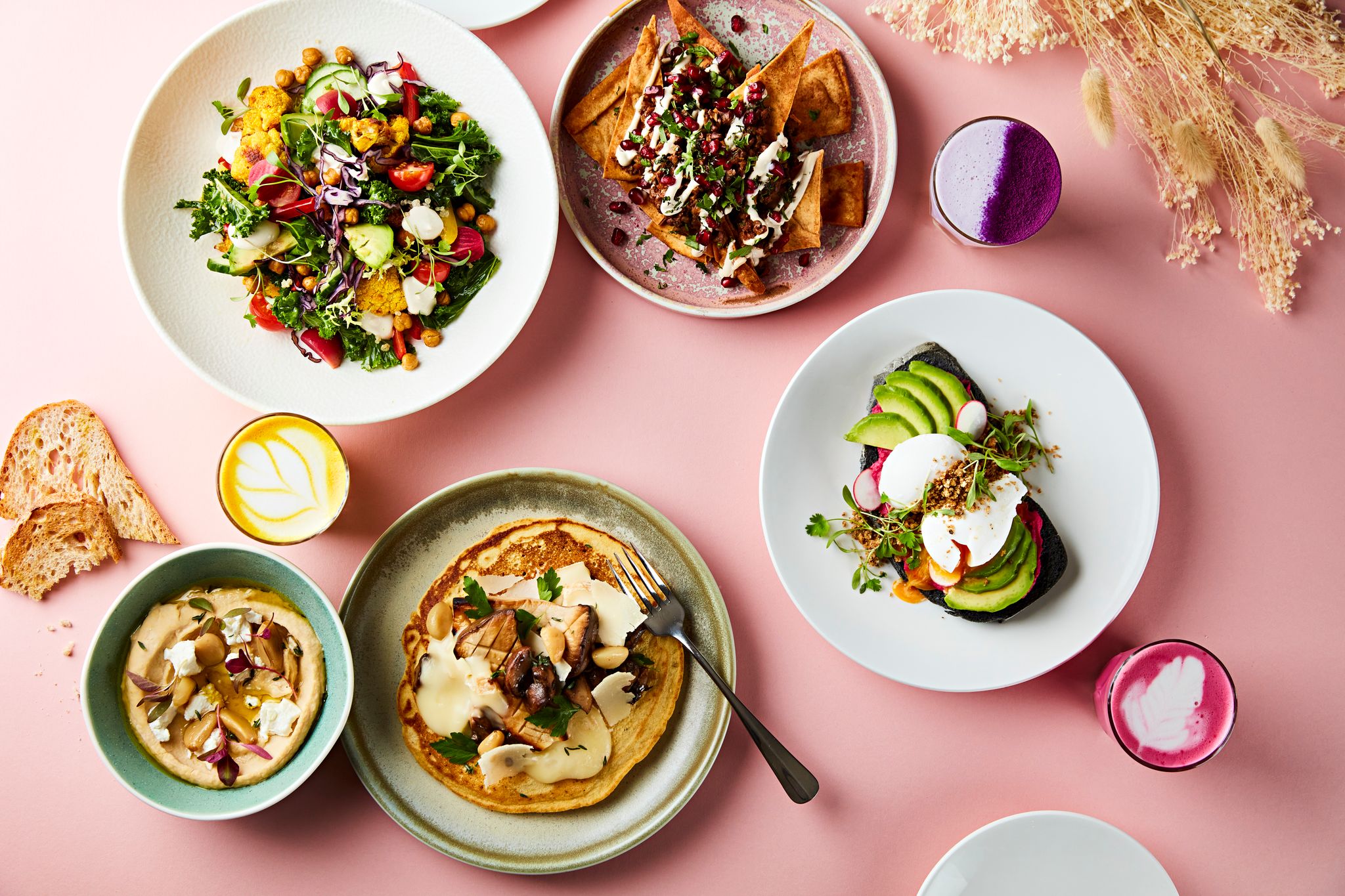 Vibrant dish spread at Lilly's Cafe, perfect for health-conscious event catering.