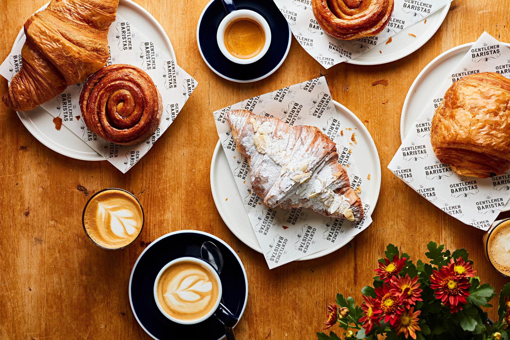 Pastries and coffee at The Gentlemen Baristas, ideal for networking events.