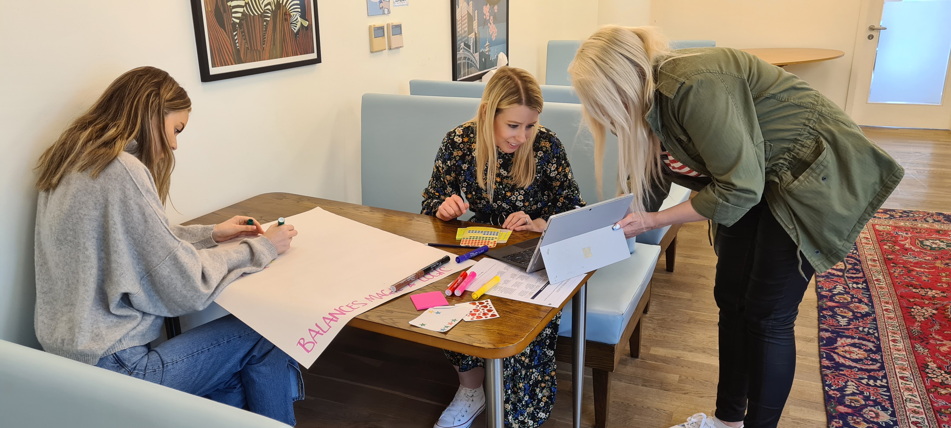 Collaborative brainstorming session with markers at Wallacespace Clerkenwell Green.