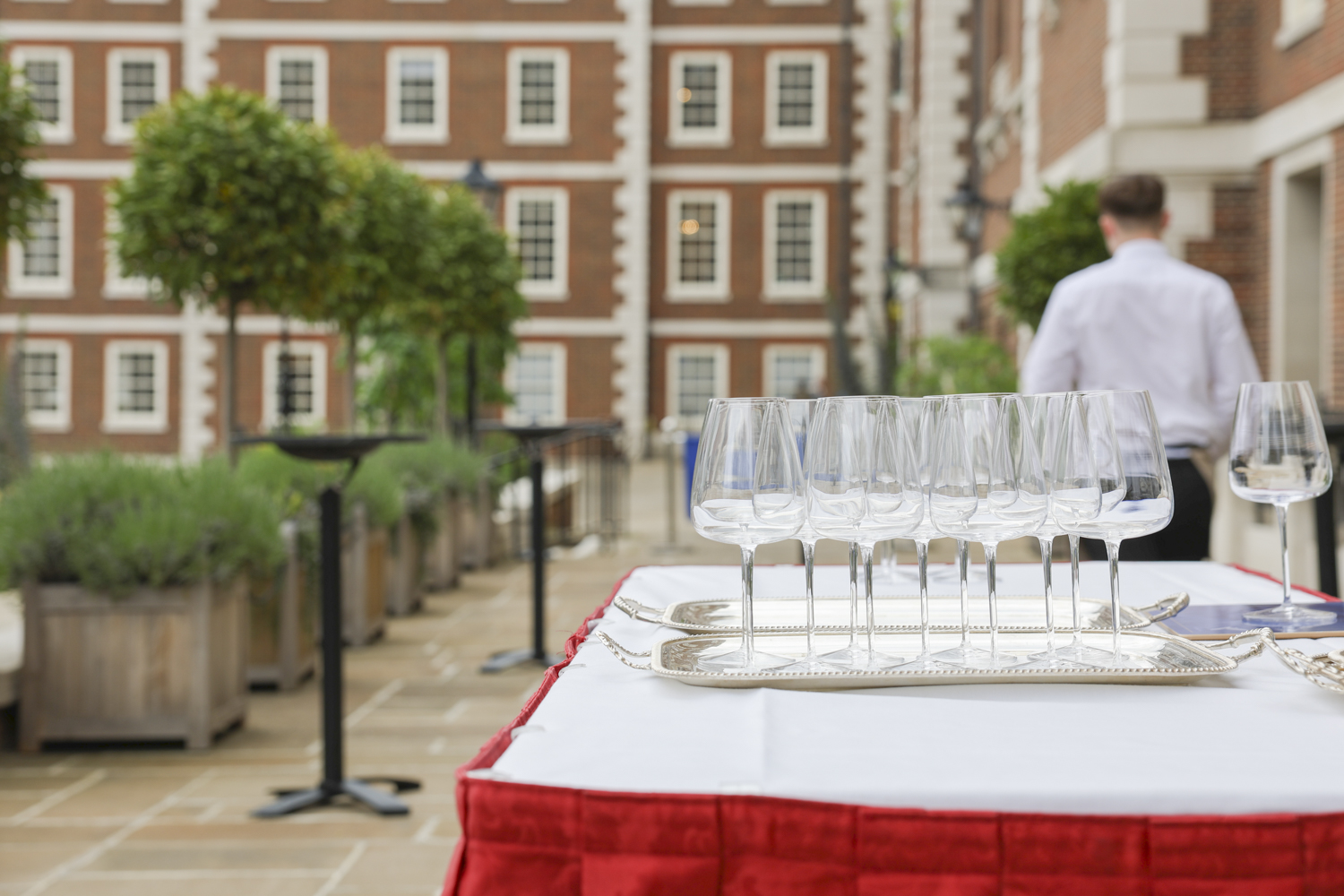 Elegant outdoor event space at The Terrace, perfect for networking receptions and cocktail hours.