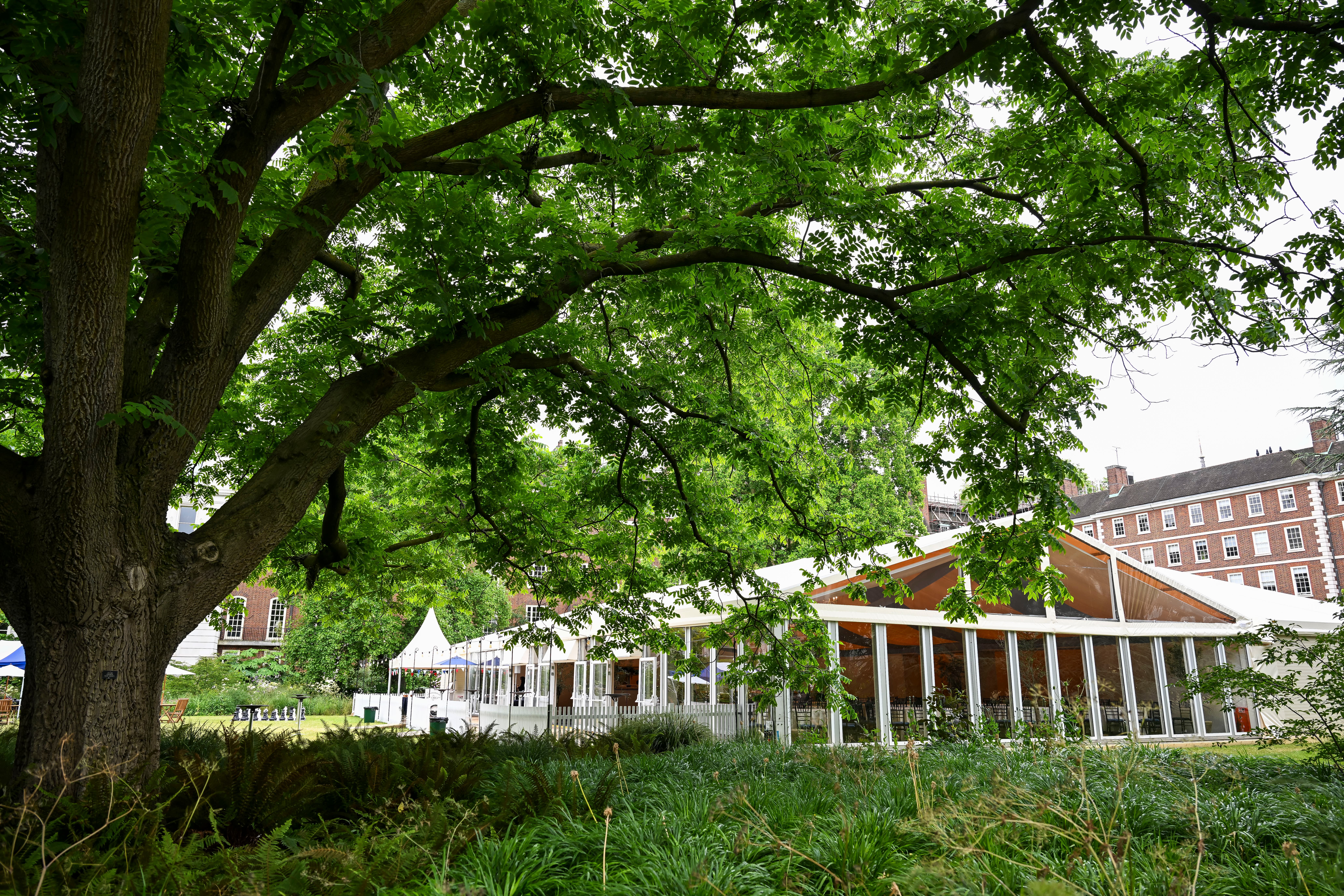 Luxury event marquee in Inner Temple Garden for high-end corporate hospitality.
