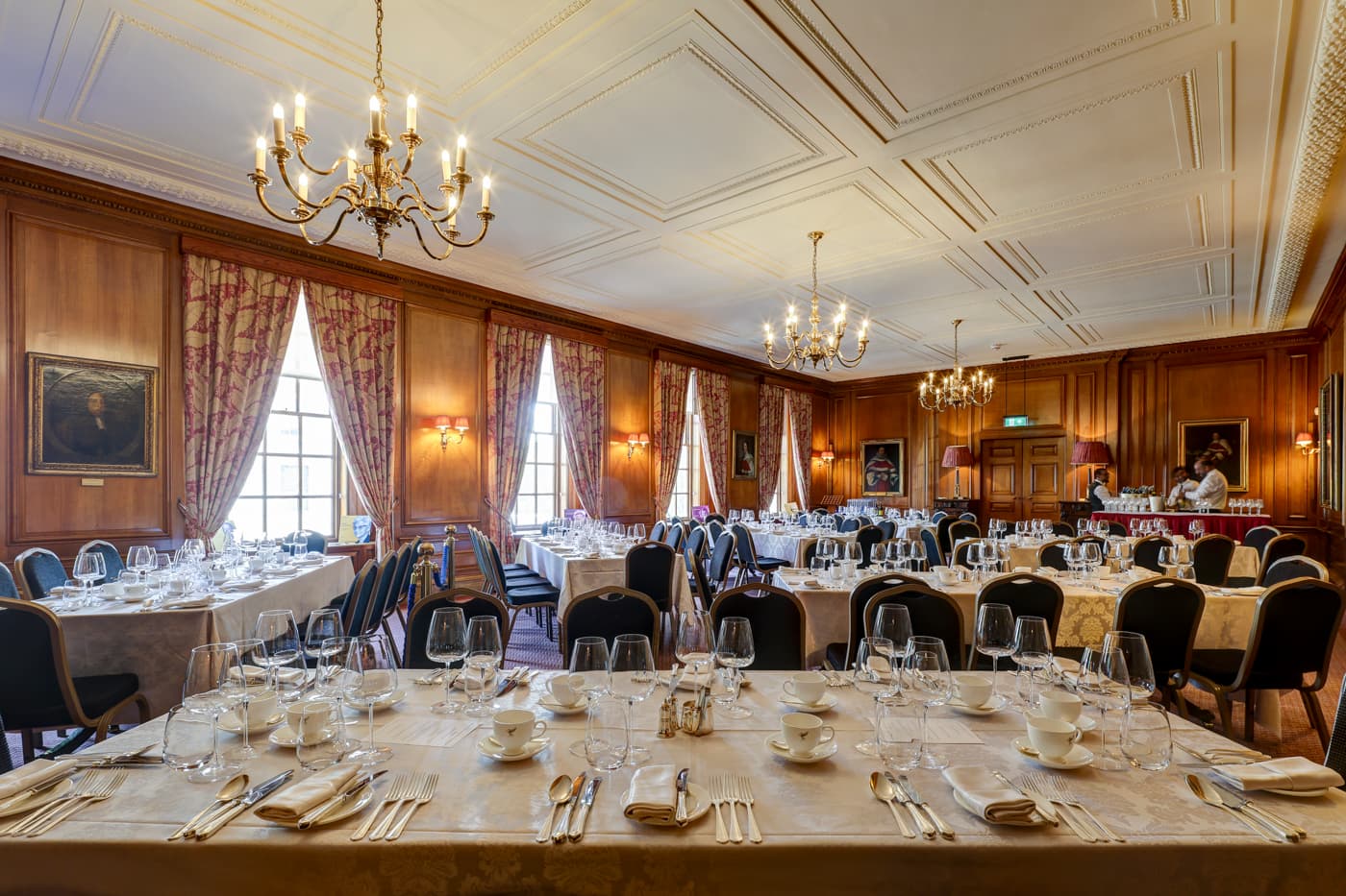 Parliament Chamber wood-paneled heritage venue for corporate dinners and board meetings.