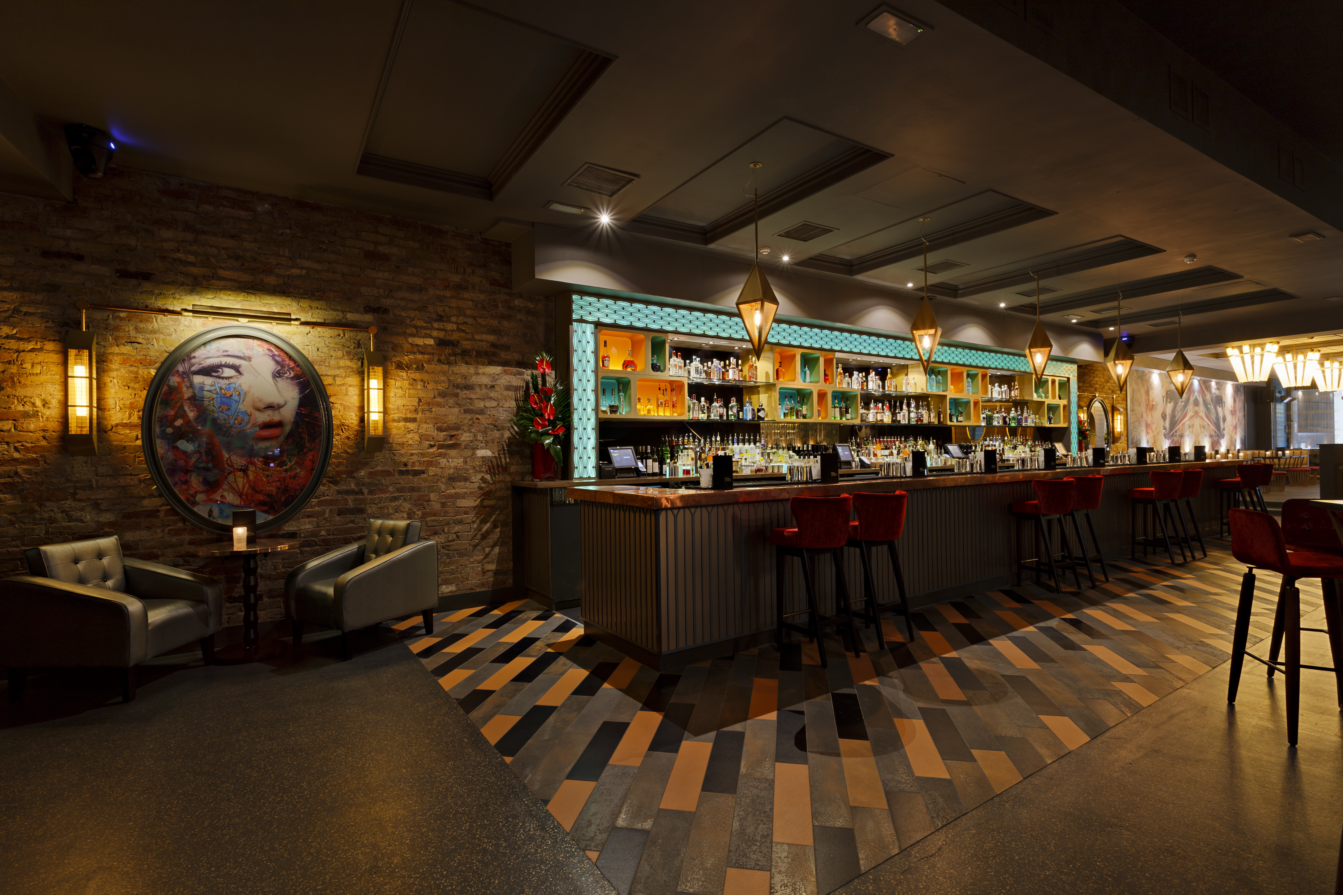 Stylish bar at Dirty Martini St Paul's, ideal for networking events and gatherings.