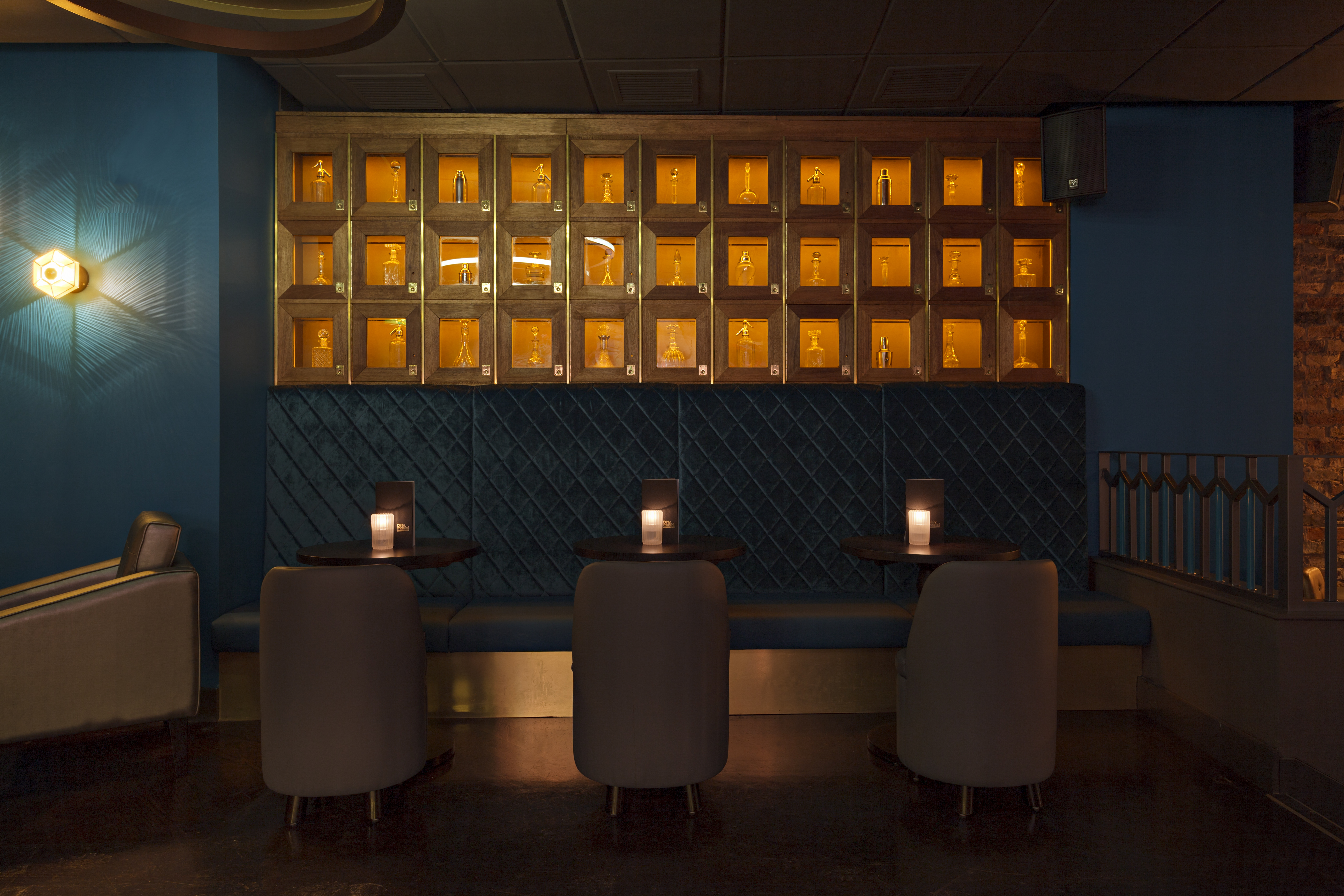 Intimate Blue Room at Dirty Martini St Paul's, ideal for networking events and gatherings.