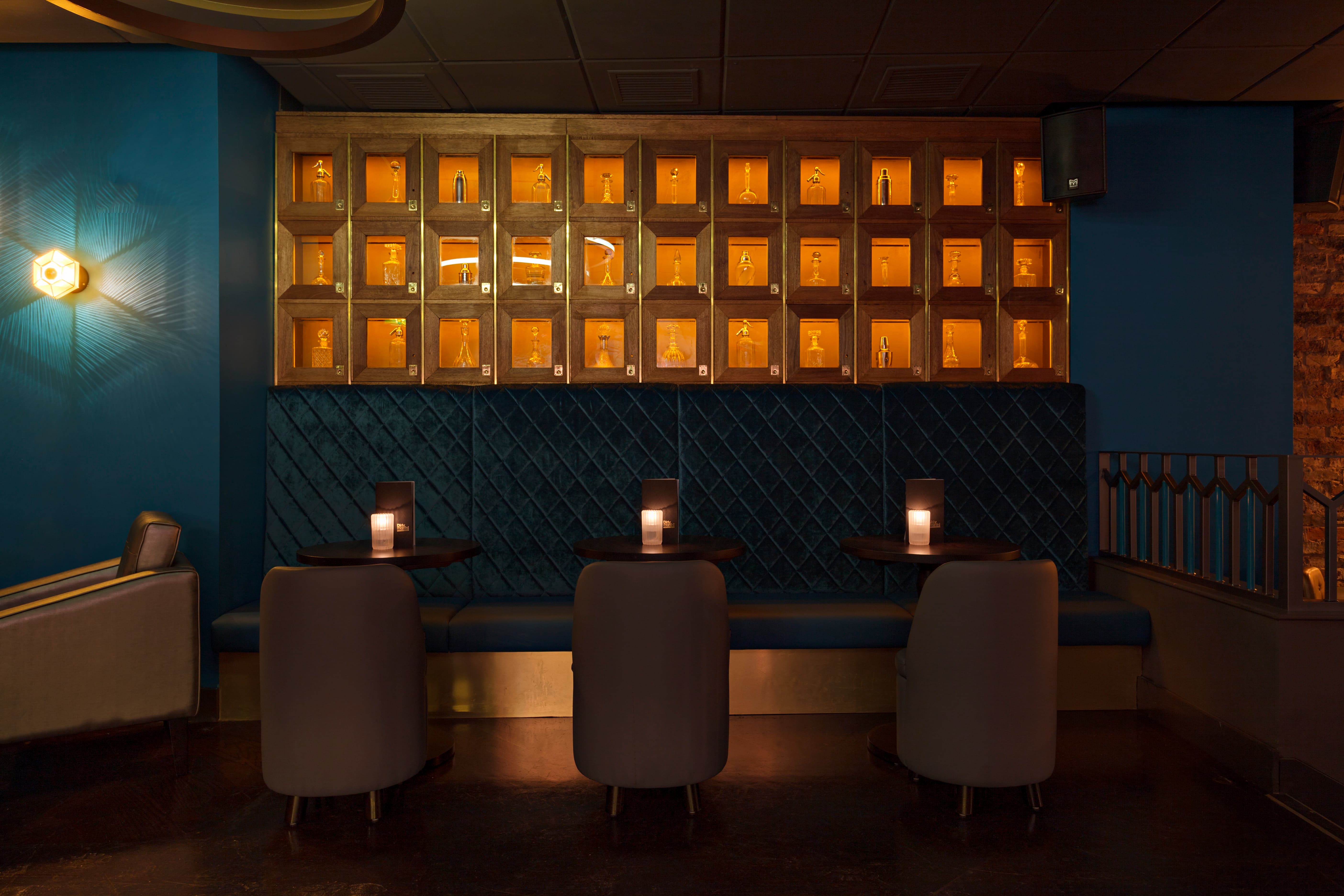 Blue Room at Dirty Martini St Paul's, cozy seating for networking events and gatherings.