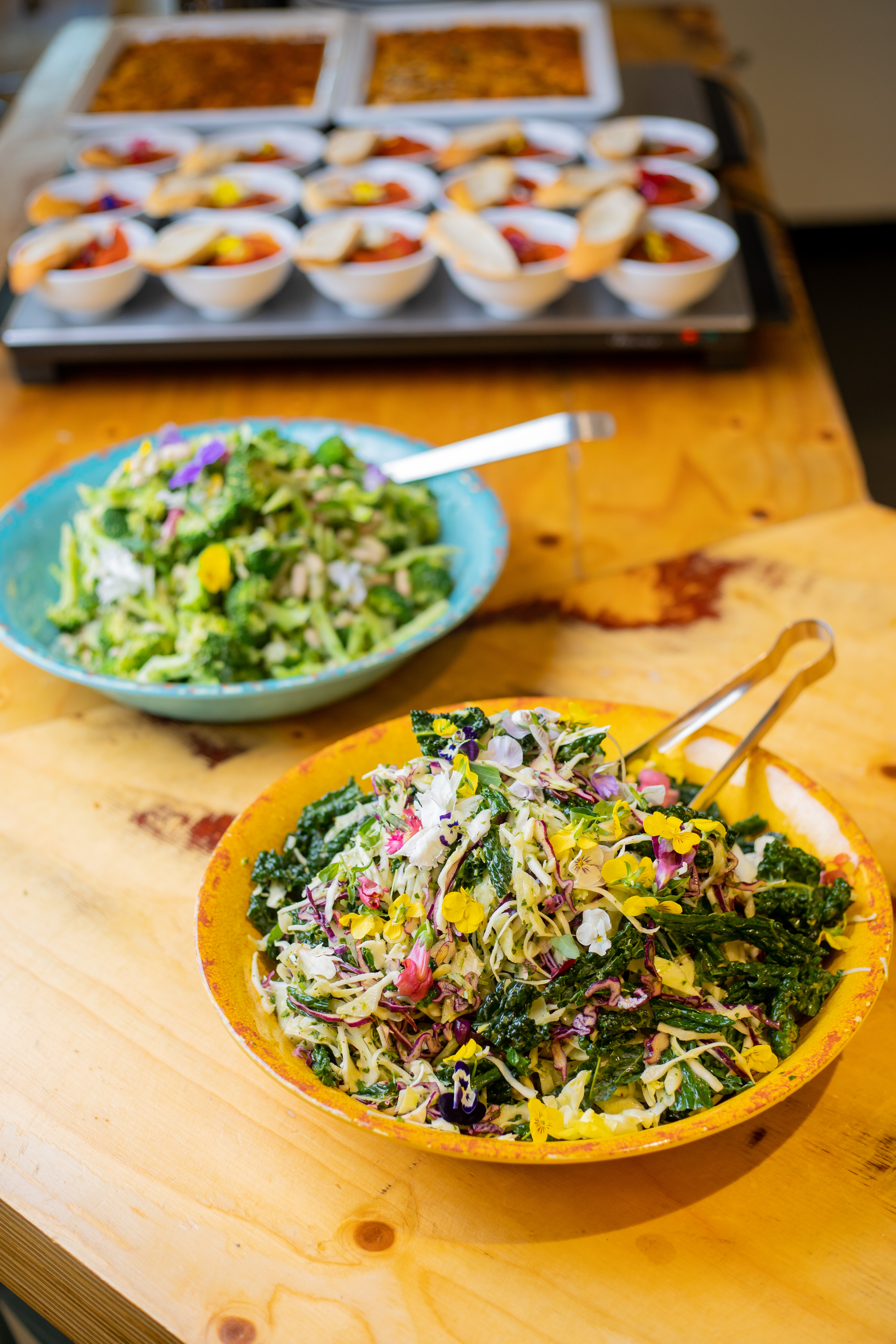 Vibrant fresh salads at Clerkenwell Kitchen for healthy event catering.