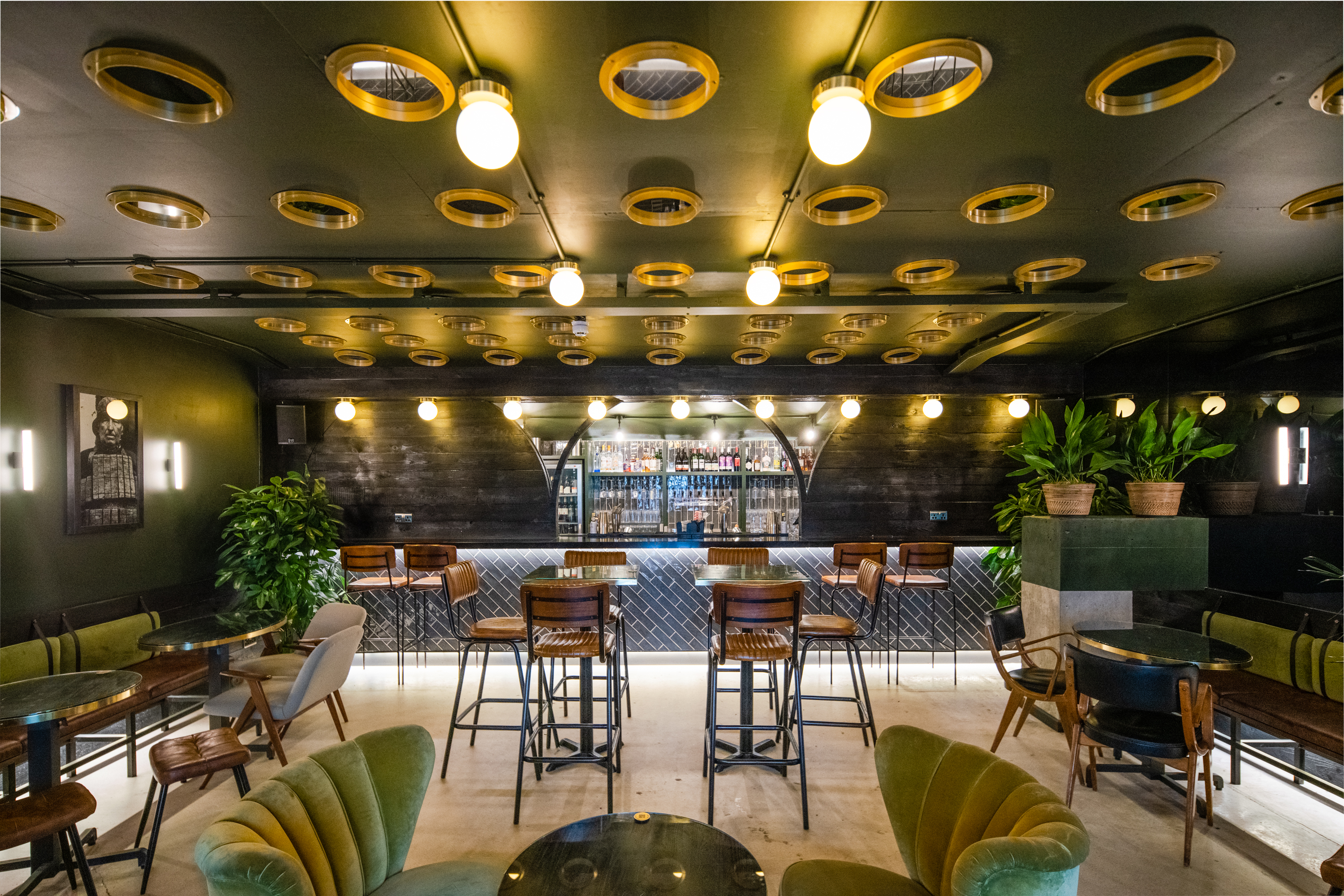 Skylark venue with unique ceiling lights, perfect for intimate gatherings and networking events.