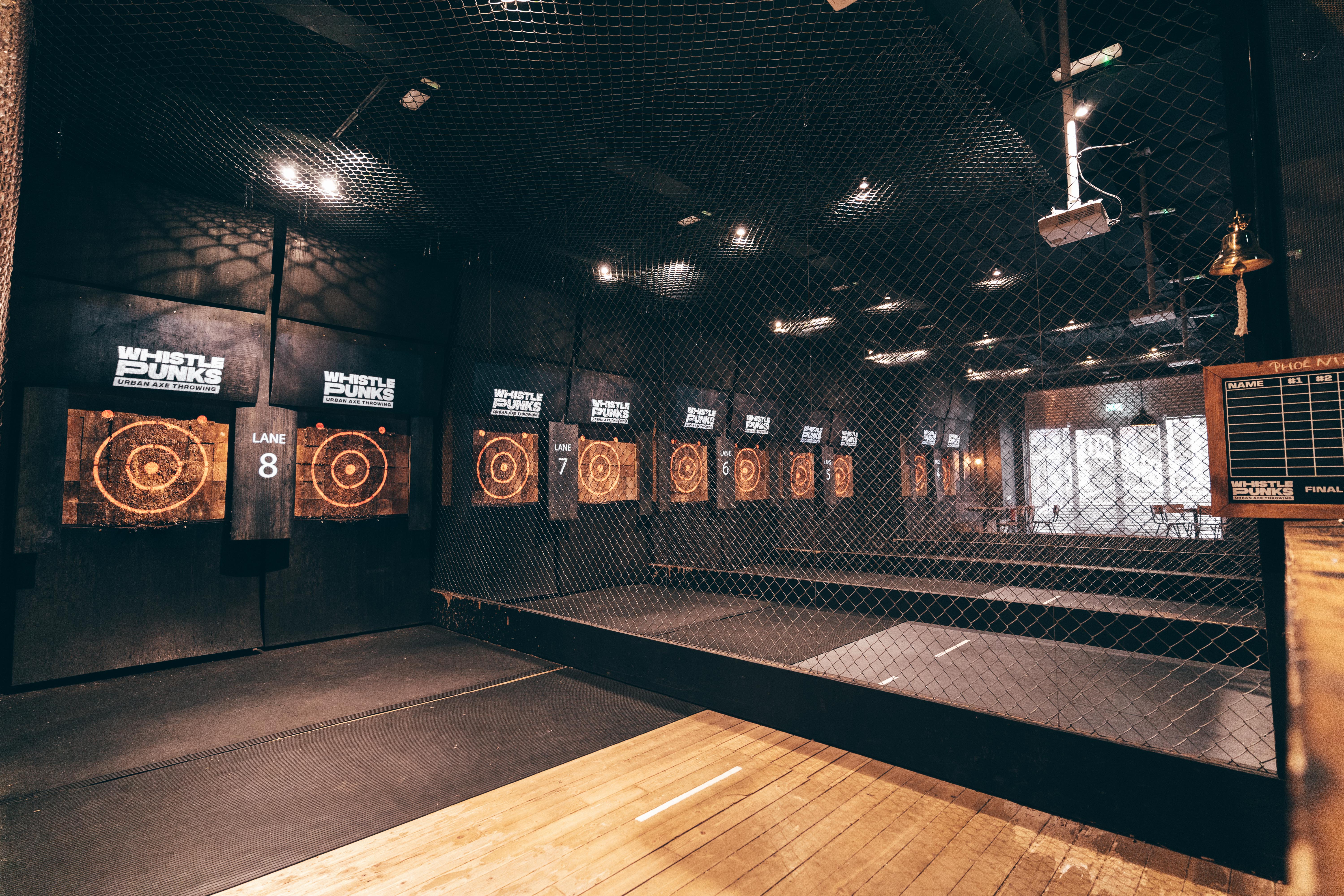 Axe-throwing venue in Oxford Circus for team-building events and corporate outings.