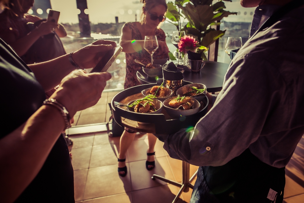 Elegant hors d'oeuvres served at The Circle, Rose Court Events for a vibrant gathering.