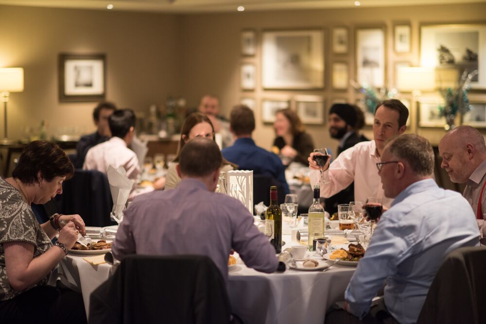 Christmas dinner event at Victory Services Club with elegant decor and networking opportunities.