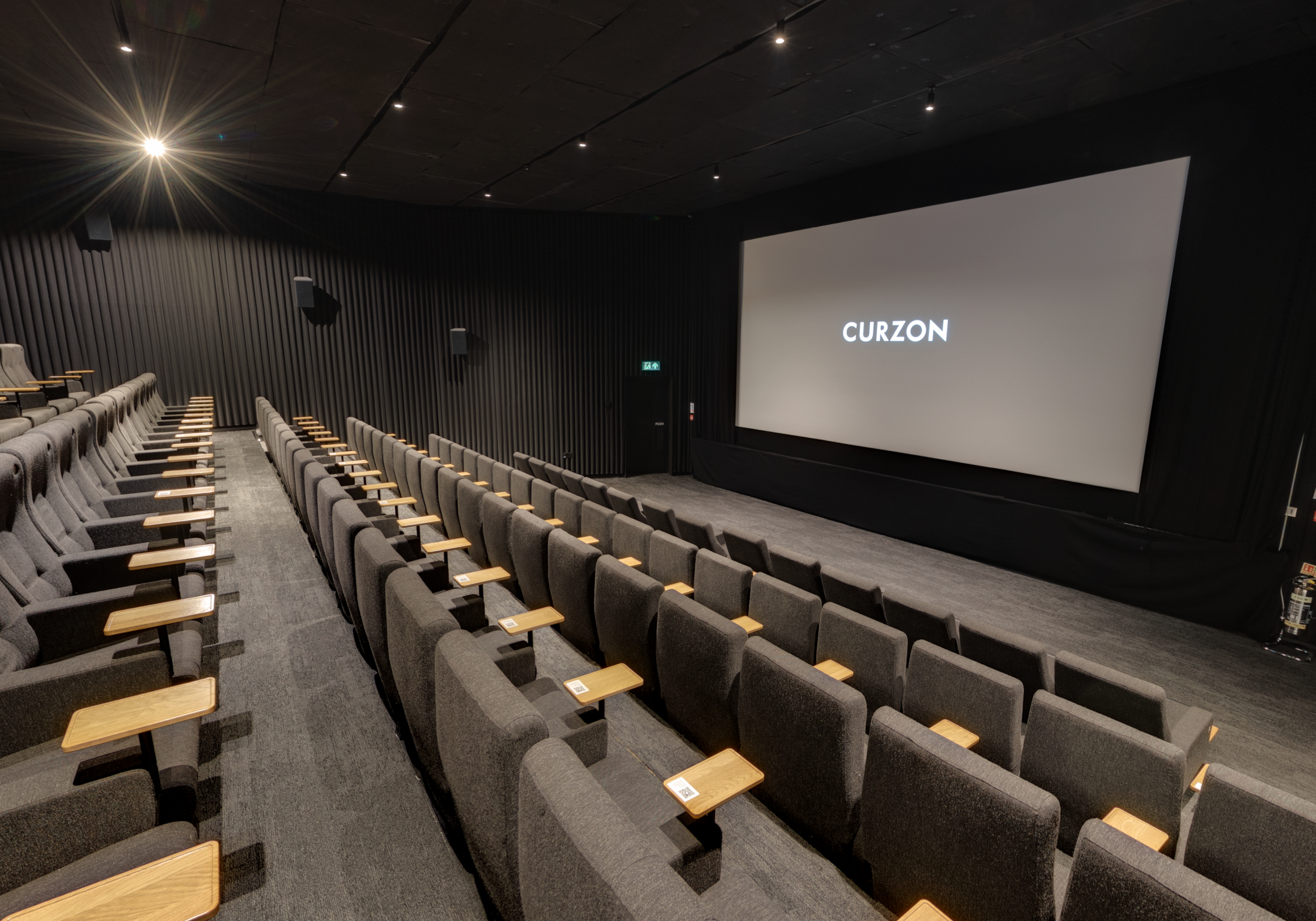 Curzon Hoxton Cinema Screen 1 with tiered seating for film screenings and corporate events.