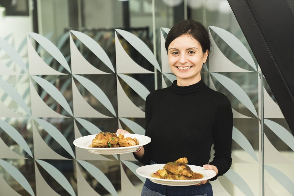 Professional catering setup at The Den, showcasing elegant food presentation for events.