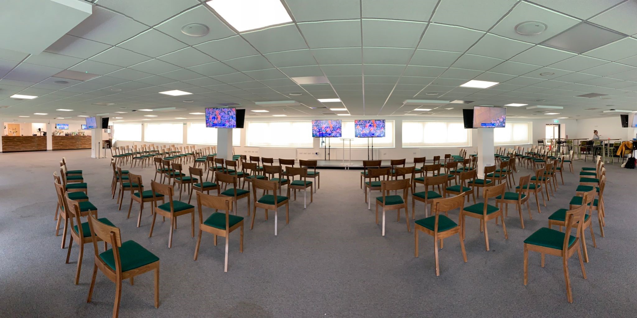 Club Argyle Lounge event space with semi-circle seating for presentations and conferences.