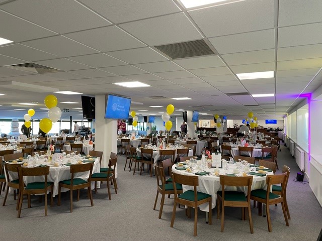 Club Argyle Lounge event space with elegant tables, perfect for networking and celebrations.