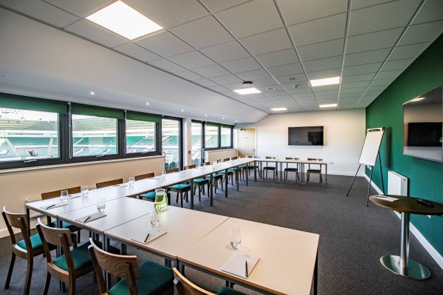 Captain's Lounge at Home Park Stadium, a bright meeting room for workshops and strategy sessions.