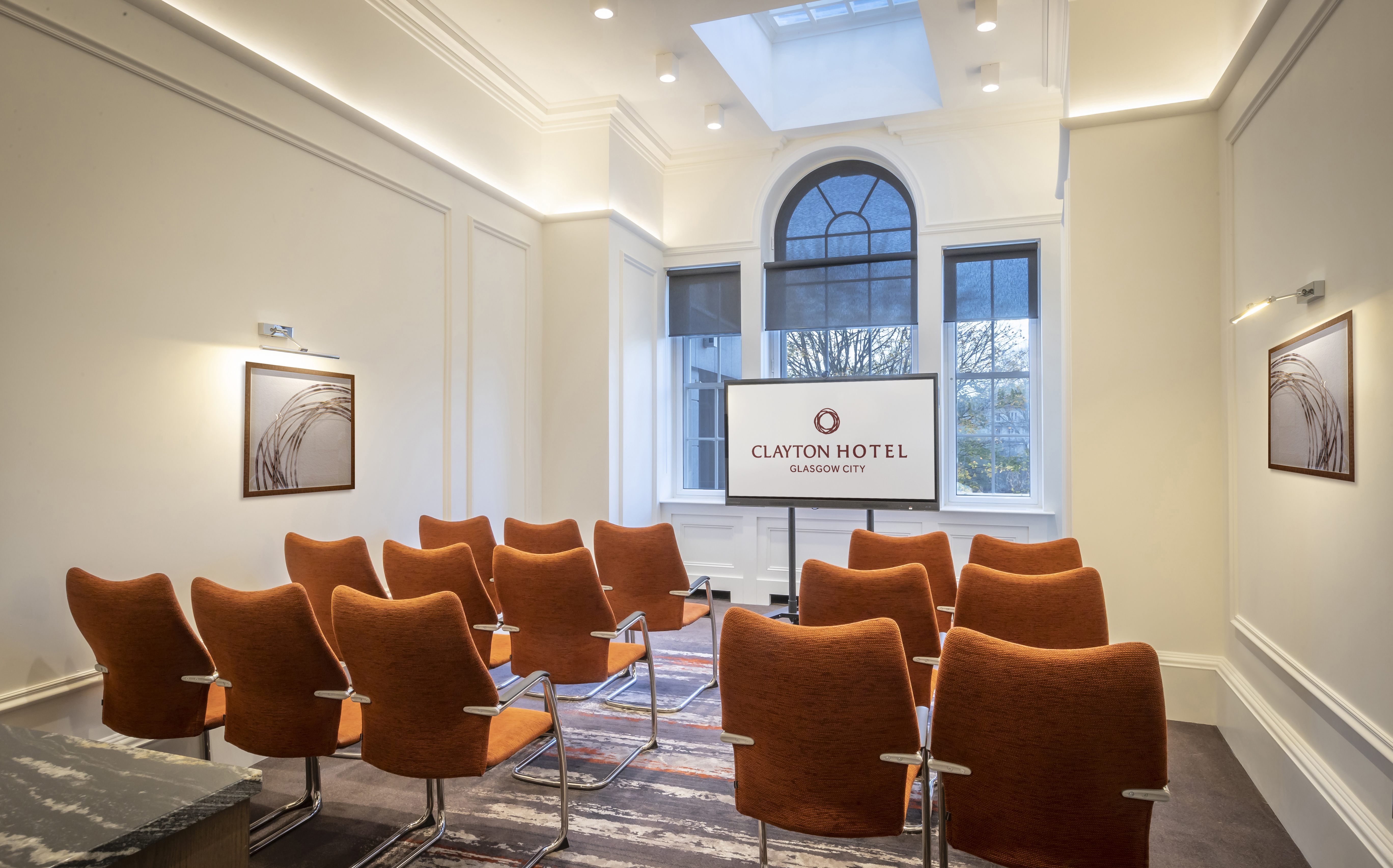 Custom House meeting room at Clayton Hotel Glasgow, ideal for workshops and conferences.