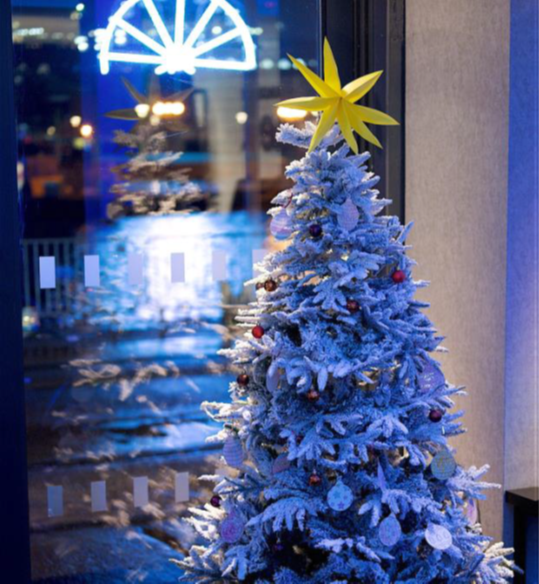 "Decorated Christmas tree at M Shed, perfect for holiday events and celebrations."