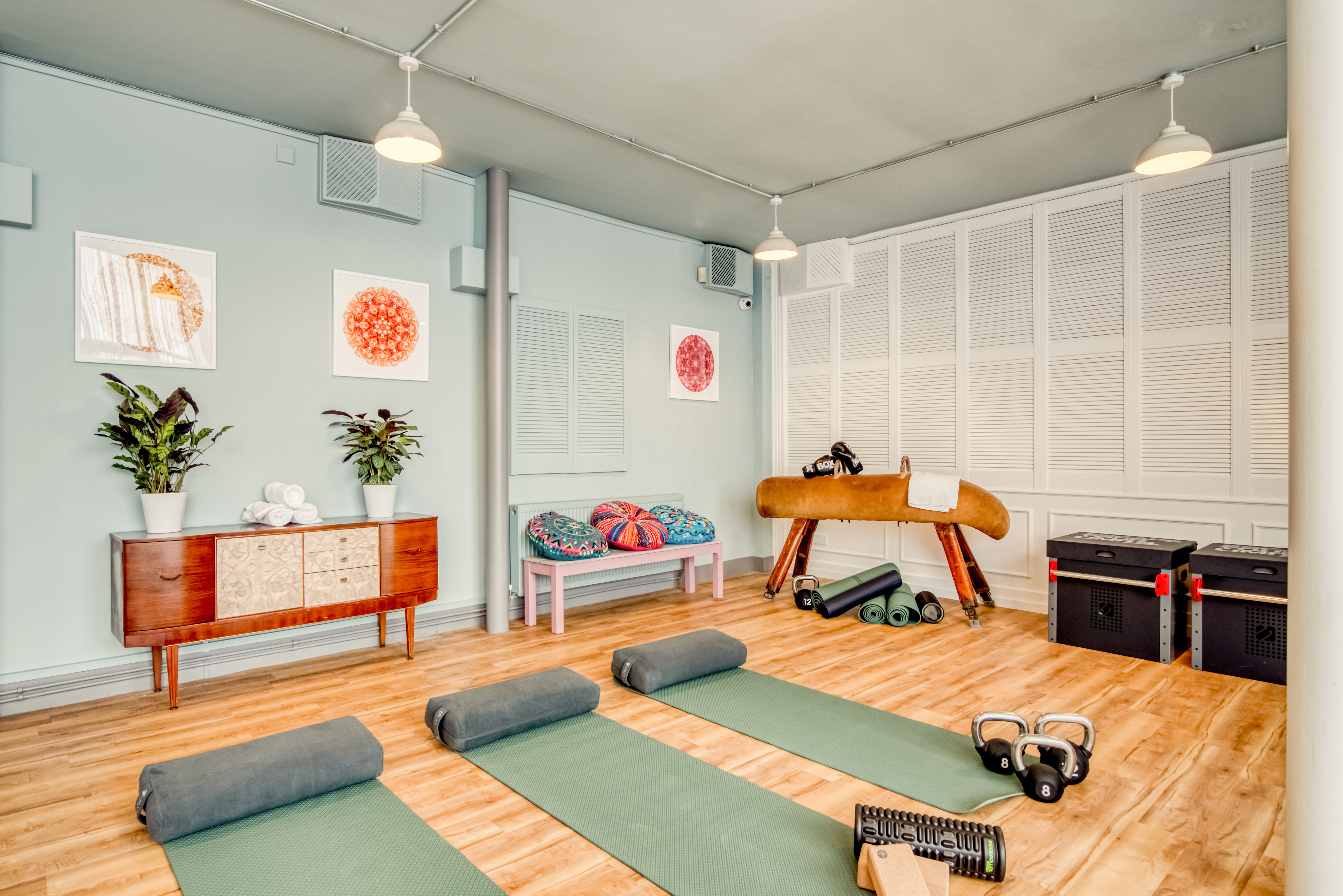 Wellness Room in Birmingham Selina, serene yoga space for retreats and mindfulness workshops.