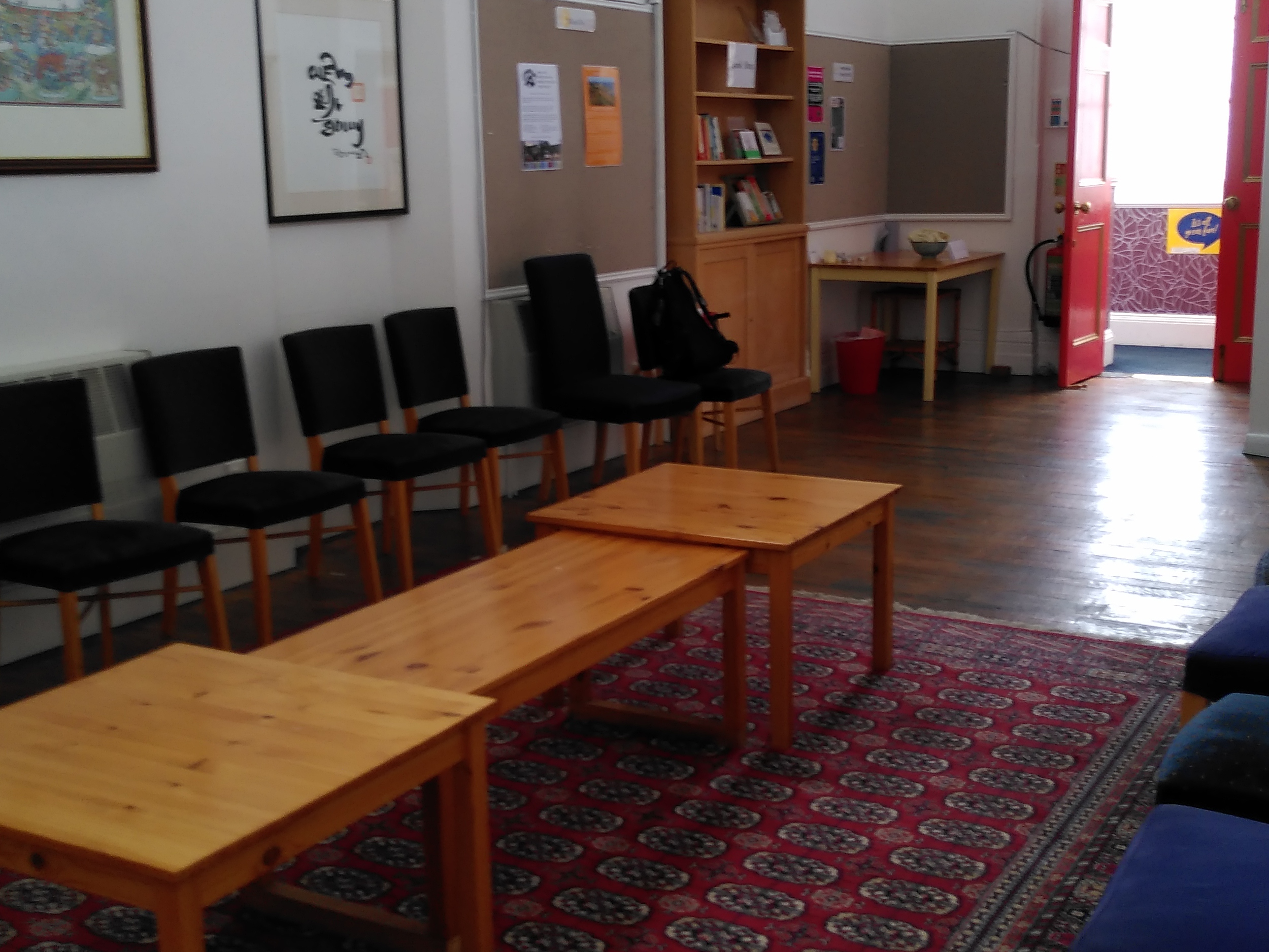 Main Hall at London Shambhala Centre, inviting space for workshops and discussions.
