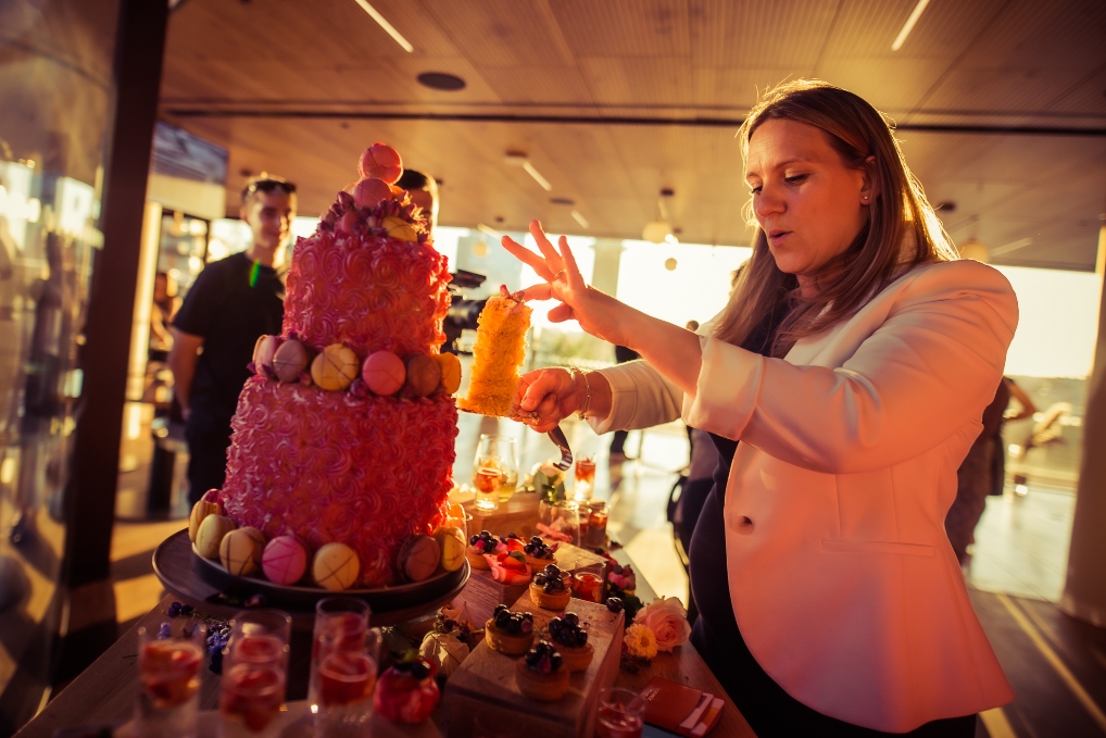 Private Dining Room North with multi-tiered cake for events and celebrations.
