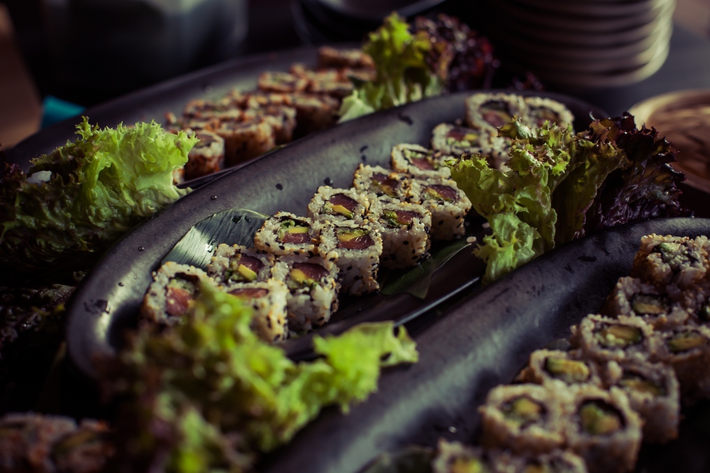 Elegant sushi platter in Private Dining Room North, ideal for upscale events and catering.