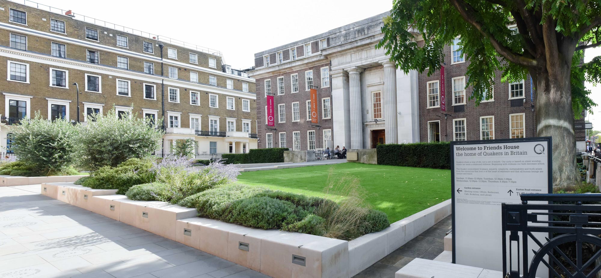 Sarah Fell in a manicured outdoor space, perfect for events and gatherings.