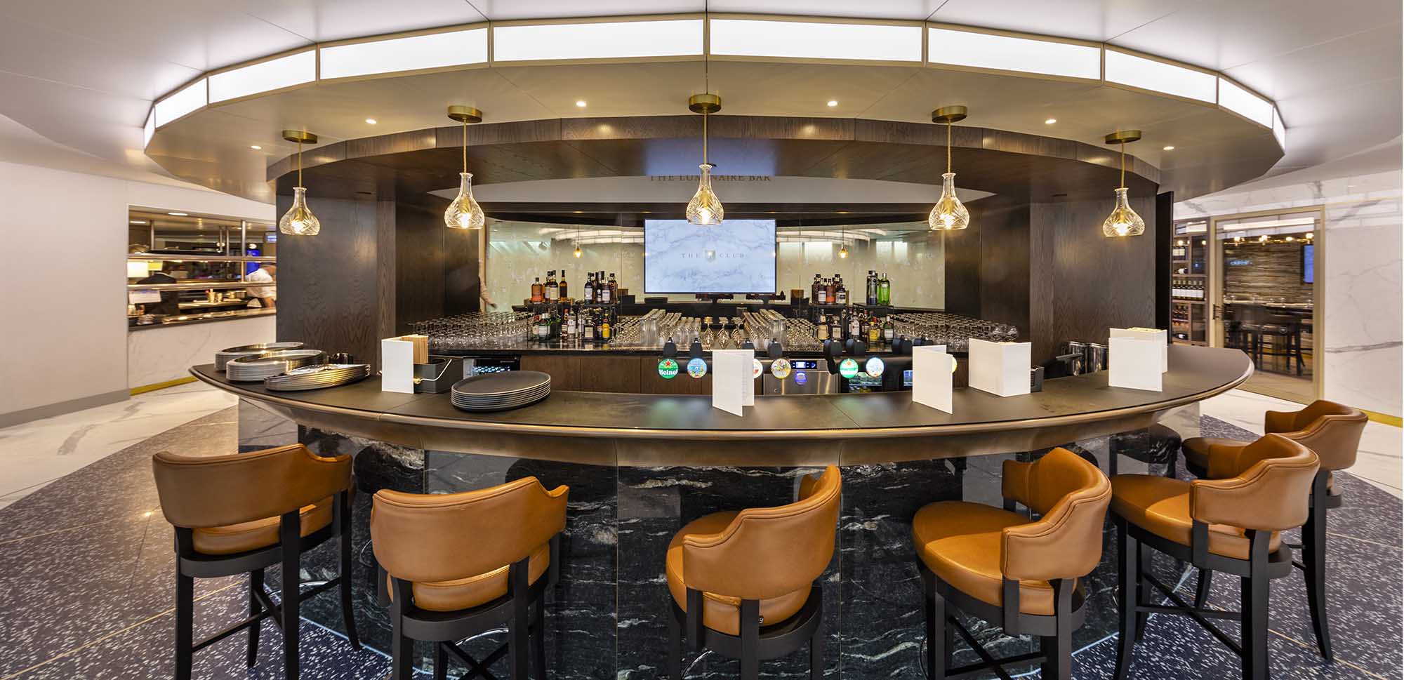 Sleek bar area at The H Club, Tottenham Hotspur Stadium for networking events and receptions.