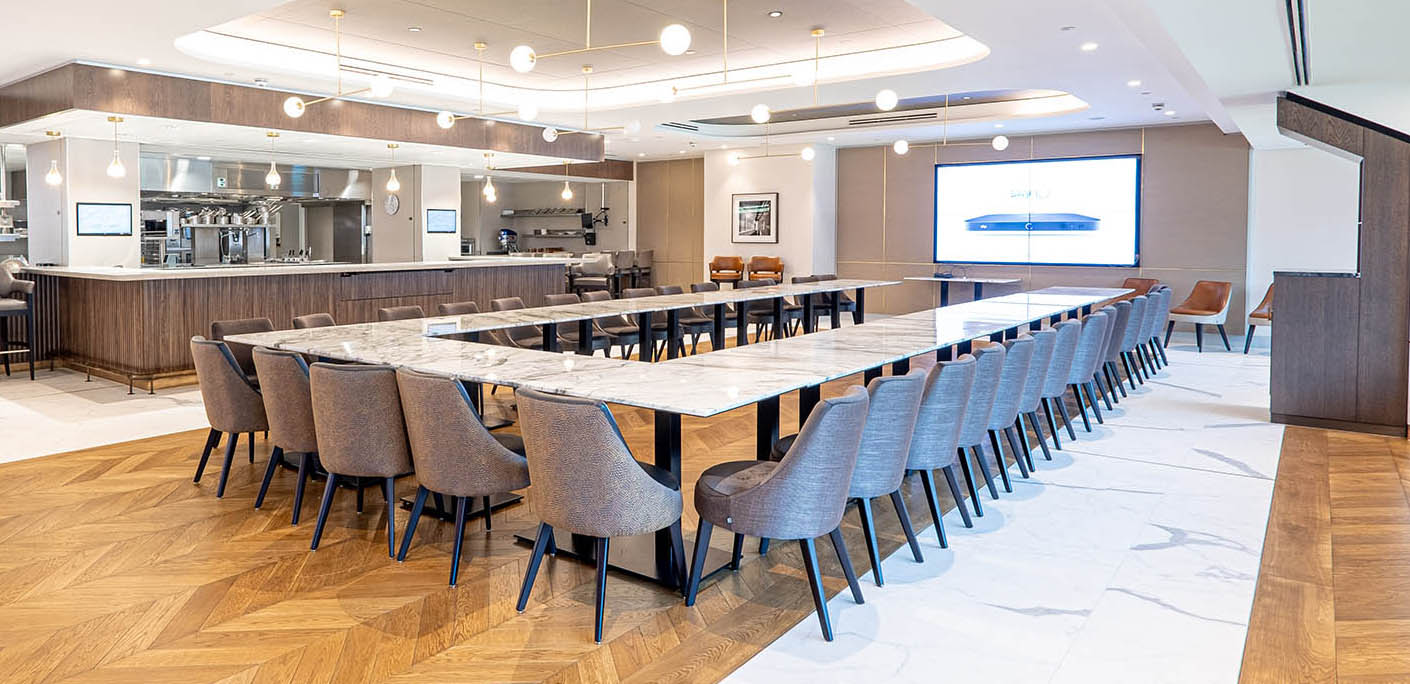 Modern meeting space at The H Club, Tottenham Hotspur Stadium, ideal for presentations and workshops.