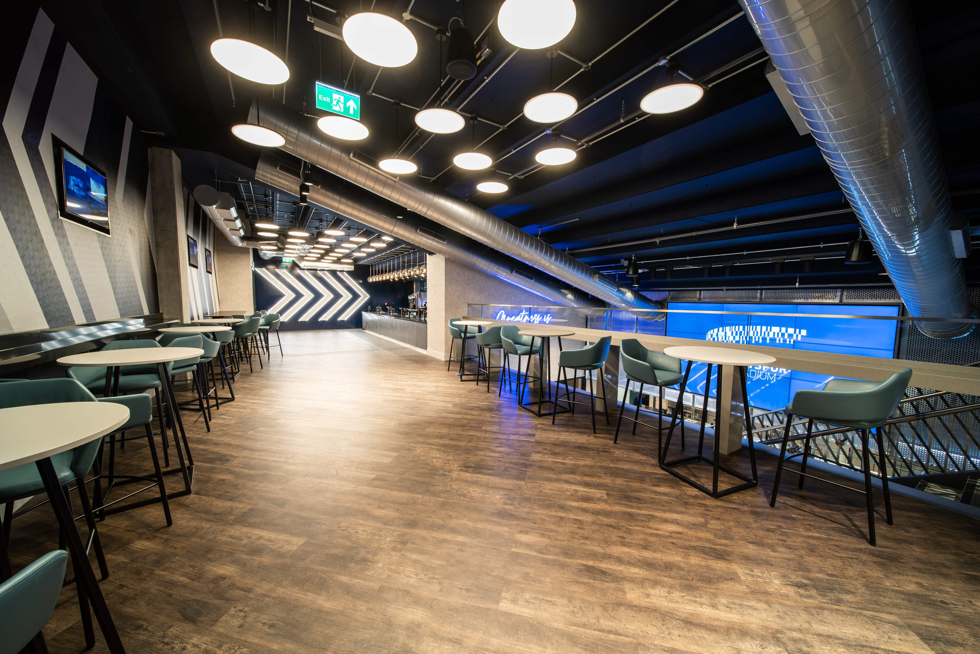 Modern event space in Tottenham Hotspur Stadium, ideal for corporate and social gatherings.