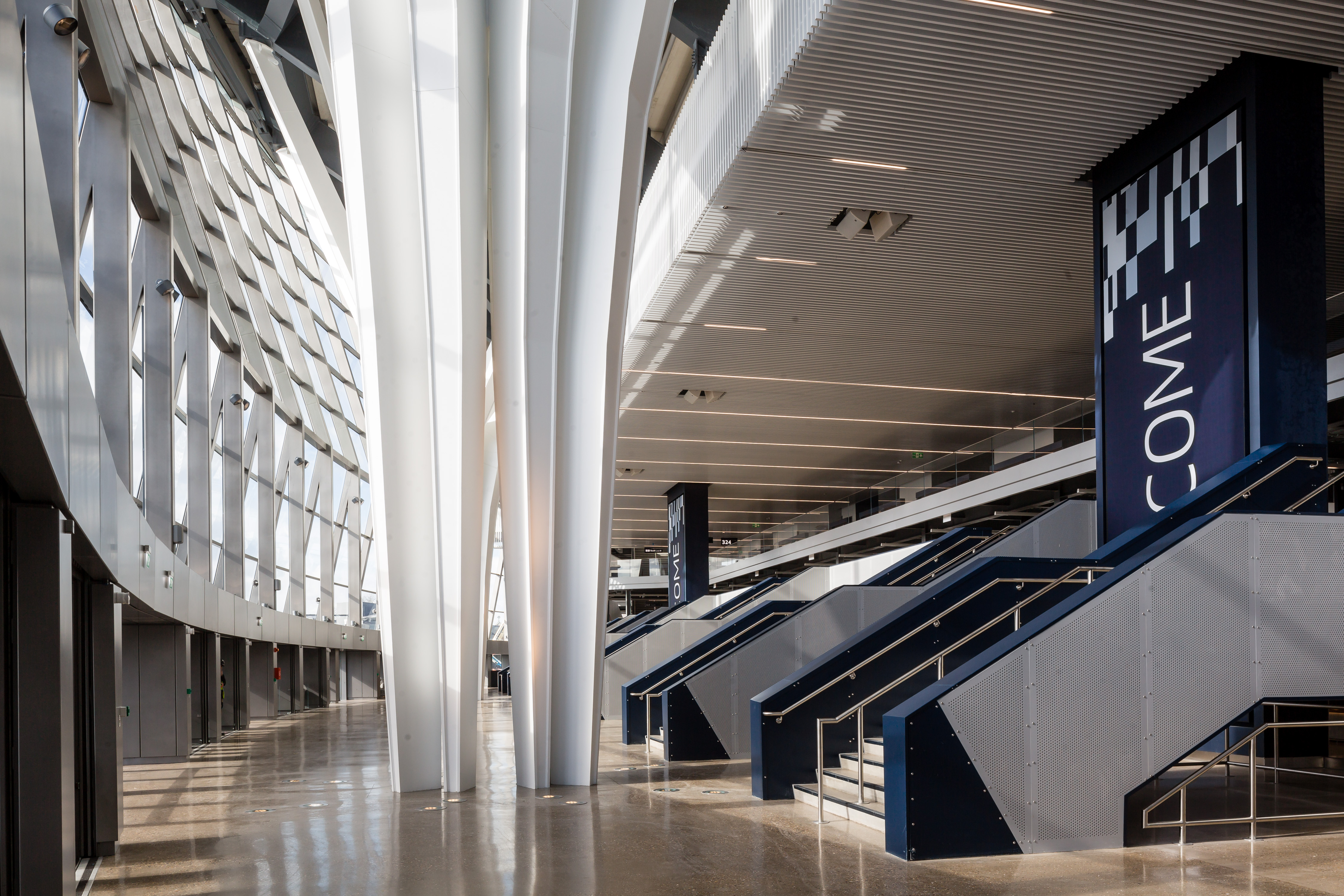 Modern event space at Tottenham Hotspur Stadium, ideal for conferences and exhibitions.