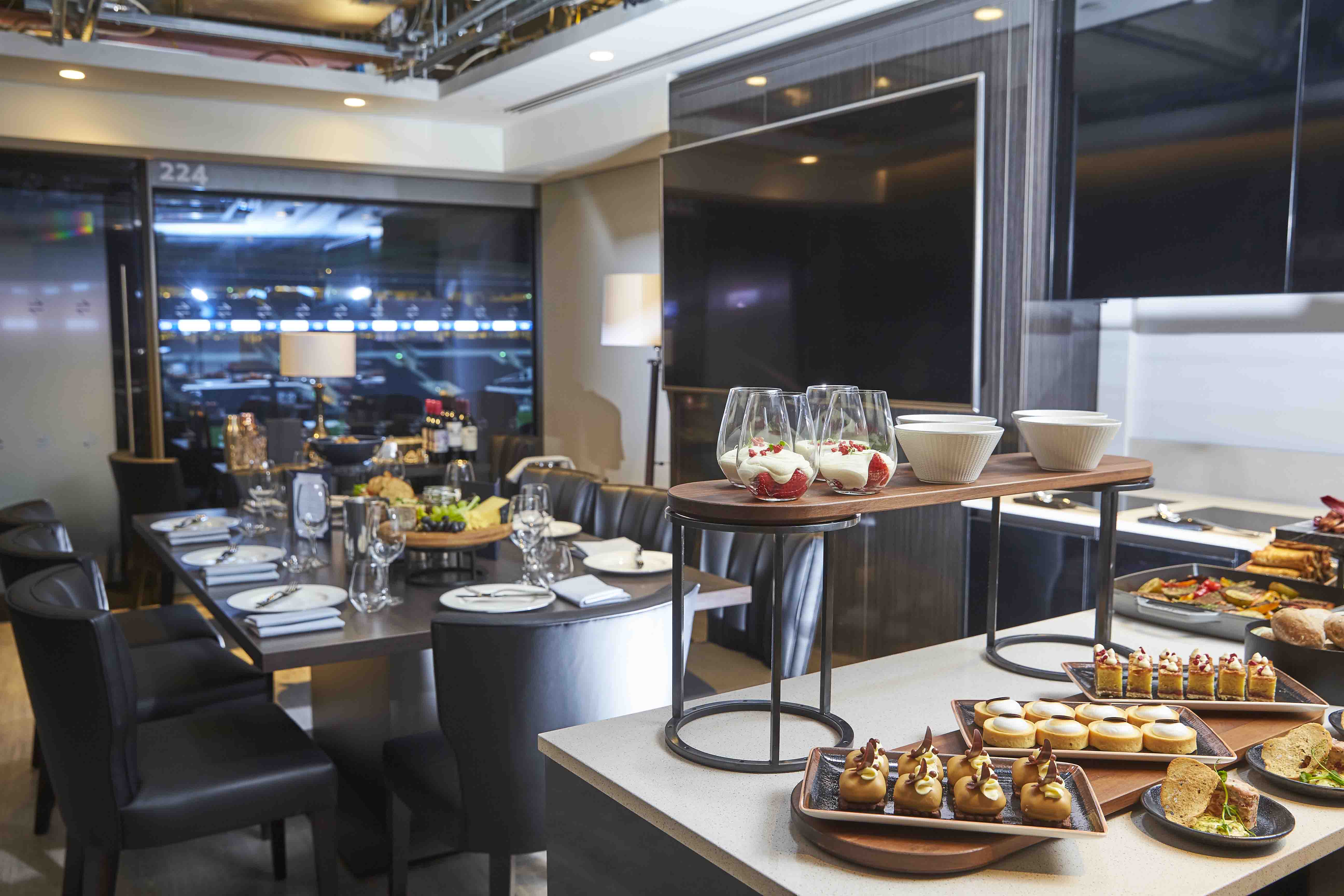 Sideline Suites at Tottenham Hotspur Stadium, elegant dining for upscale events.