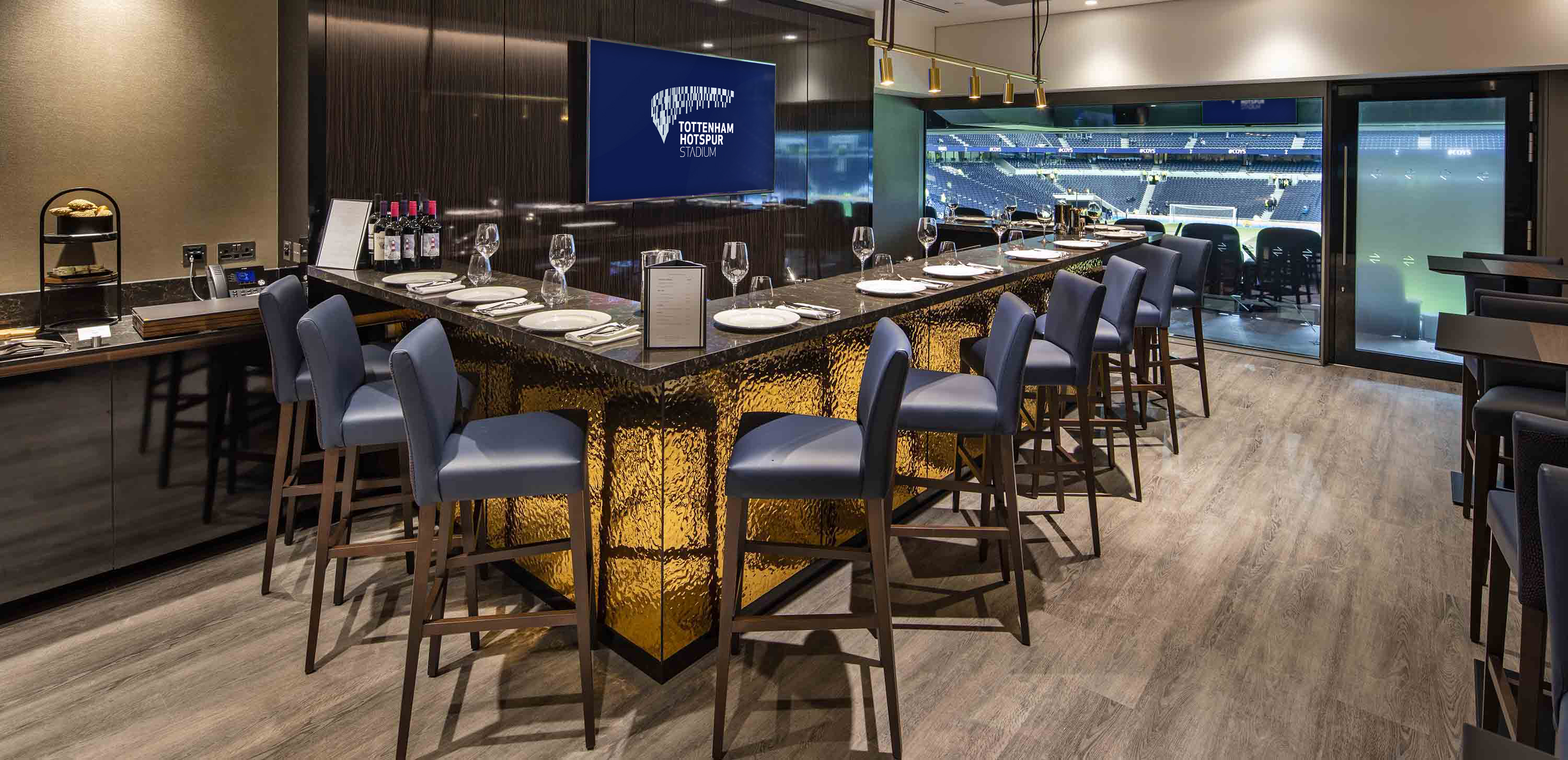 Sideline Suites at Tottenham Hotspur Stadium, modern event space for corporate functions.