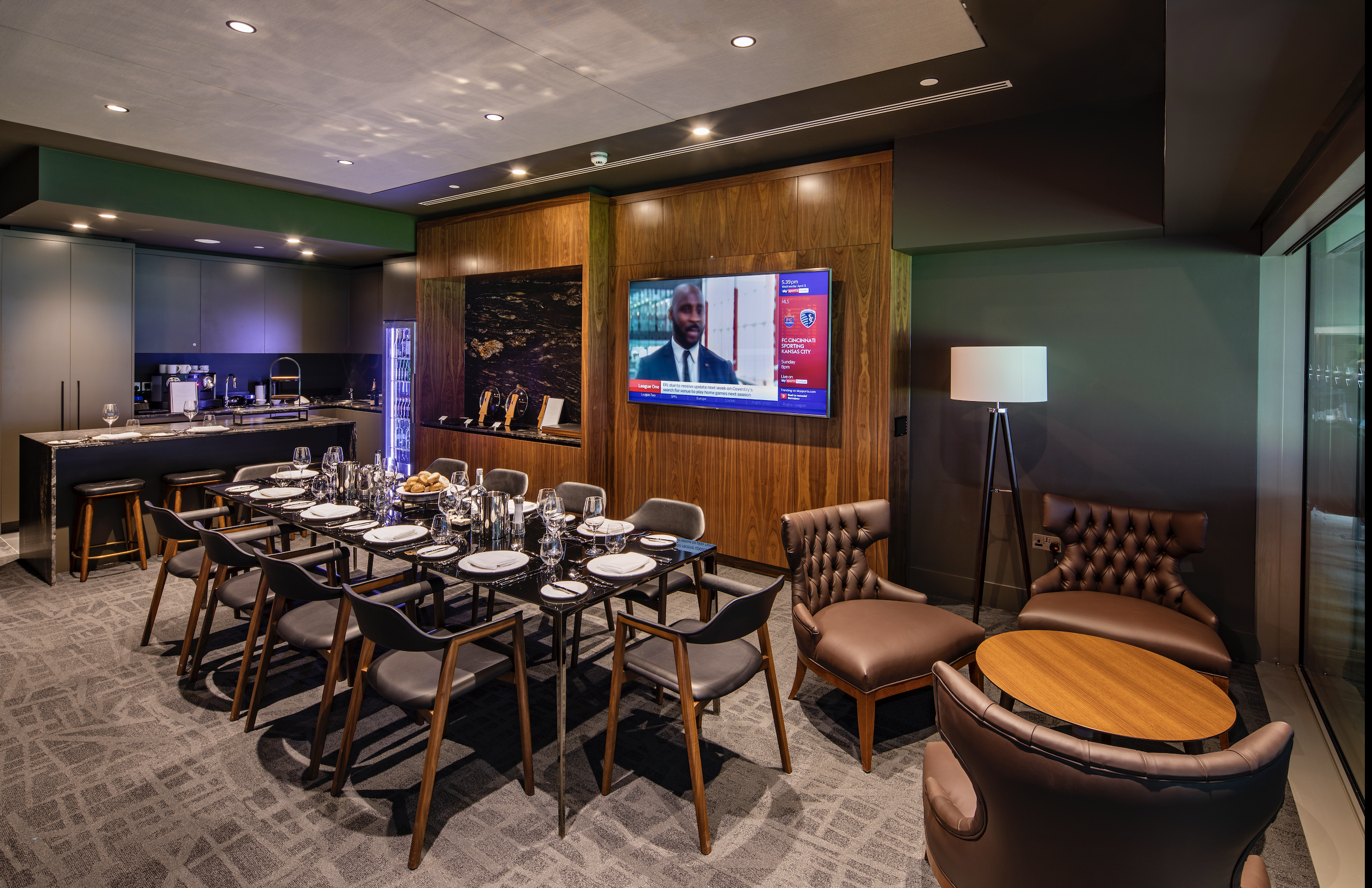 Modern meeting space at Tottenham Hotspur Stadium for corporate events and gatherings.