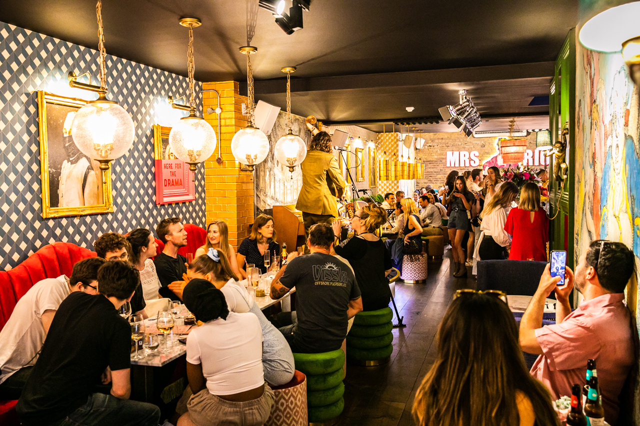 Vibrant venue with eclectic decor, perfect for social events and gatherings.