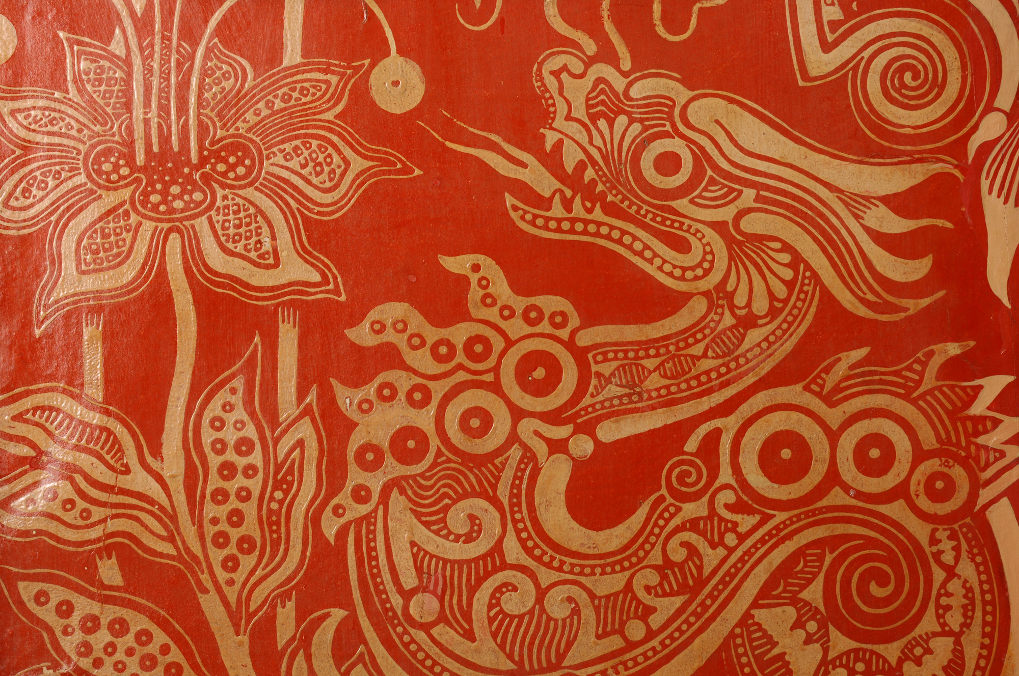 Red Drawing Room in Royal Pavilion with gold dragon design, ideal for cultural events.