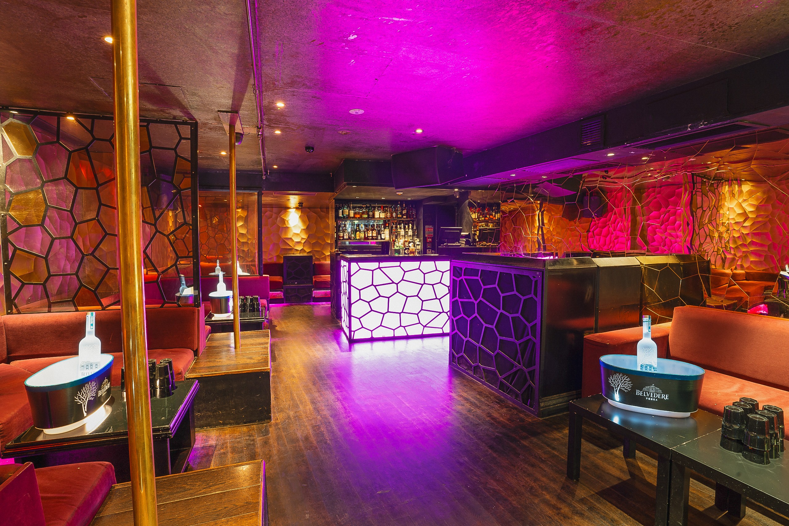 VIP Room at Chinawhite: modern event space with vibrant lighting for cocktail receptions.