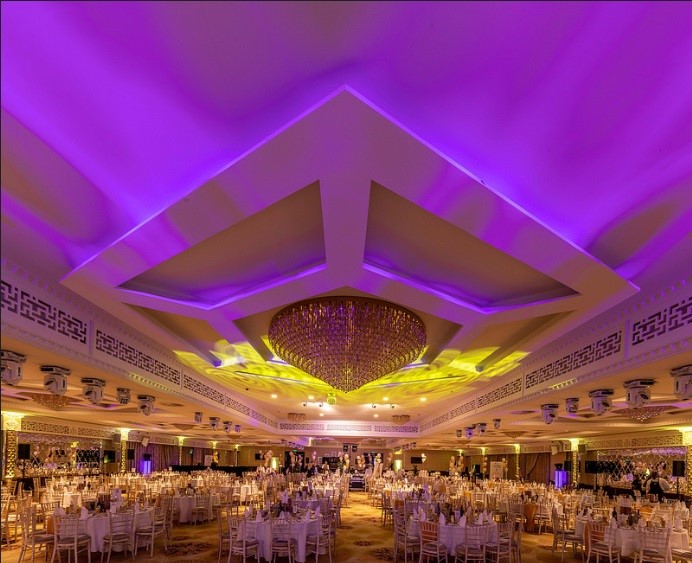 Grand Ballroom at Grand Sapphire Hotel with elegant decor for upscale events and celebrations.