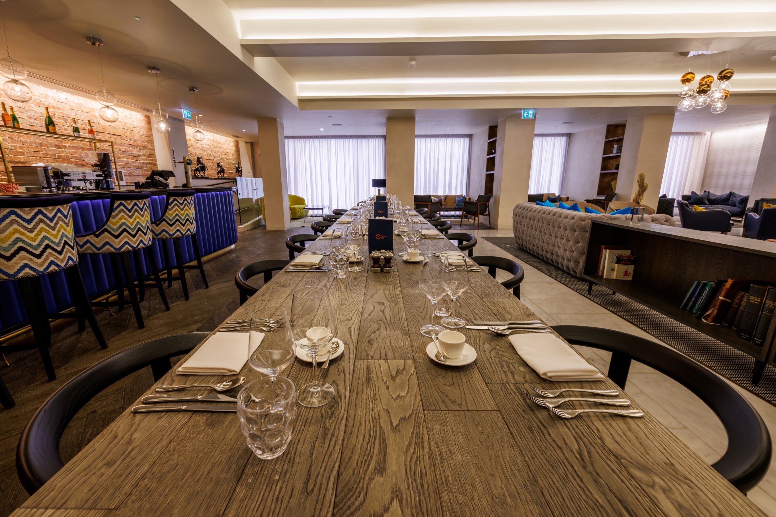 Elegant dining space at One Moorgate Place for corporate meetings and events.