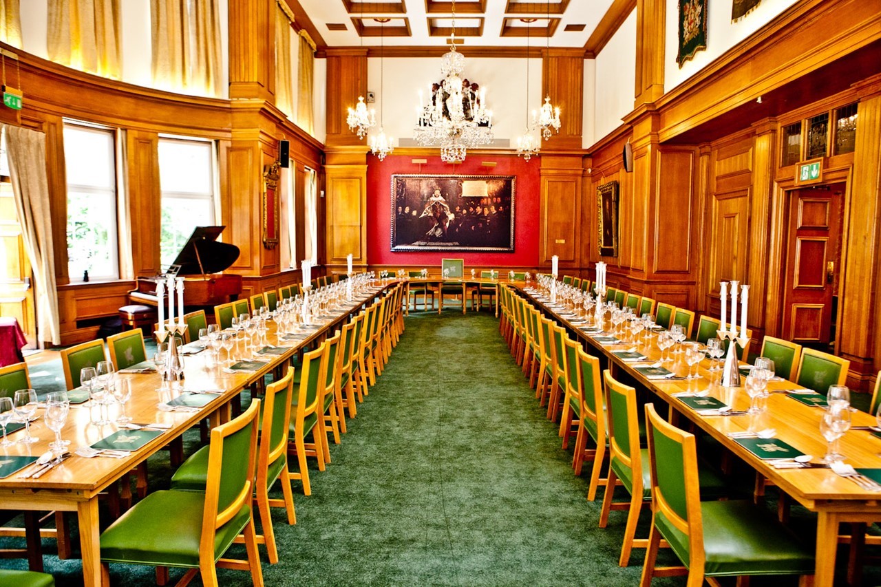 Great Hall at Barber-Surgeons’ Hall, elegant meeting space for formal events.