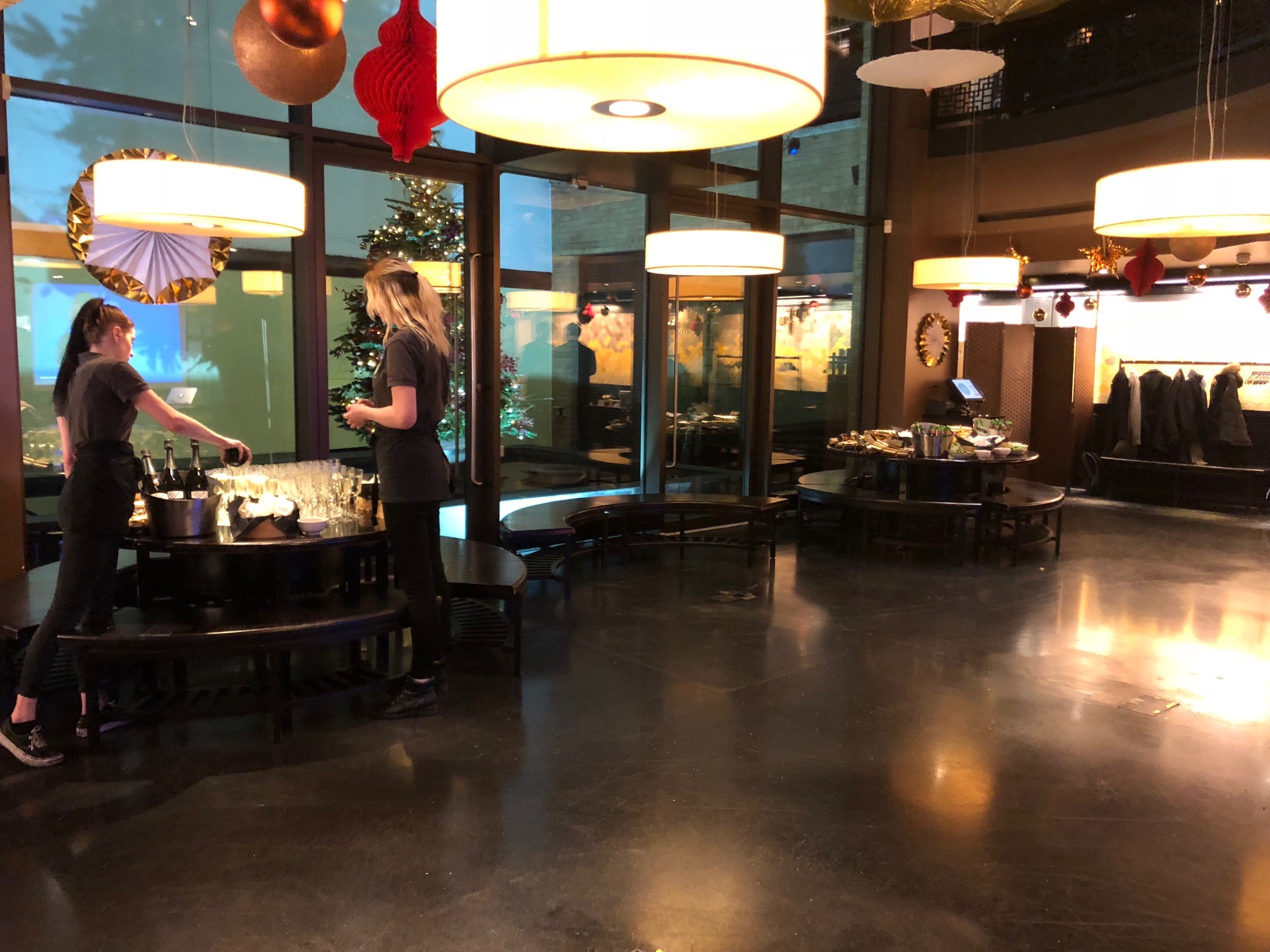 Christmas event space at Ping Pong Soho with modern design and festive decor.